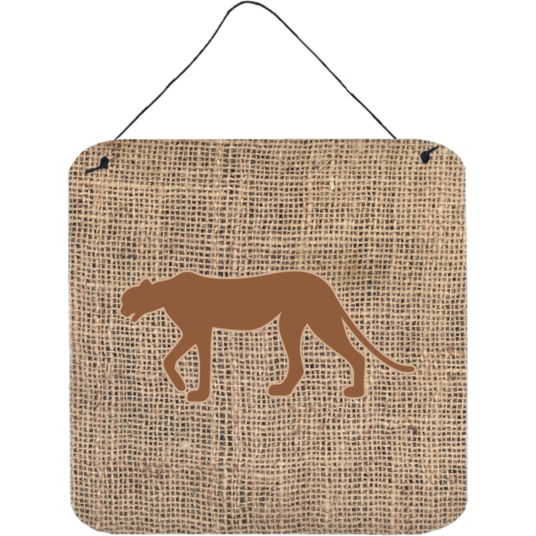 &quotCaroline's Treasures Leopard Burlap and Brown Aluminum Metal Wall or Door Hanging Prints, 6 x 6"", Multicolor"
