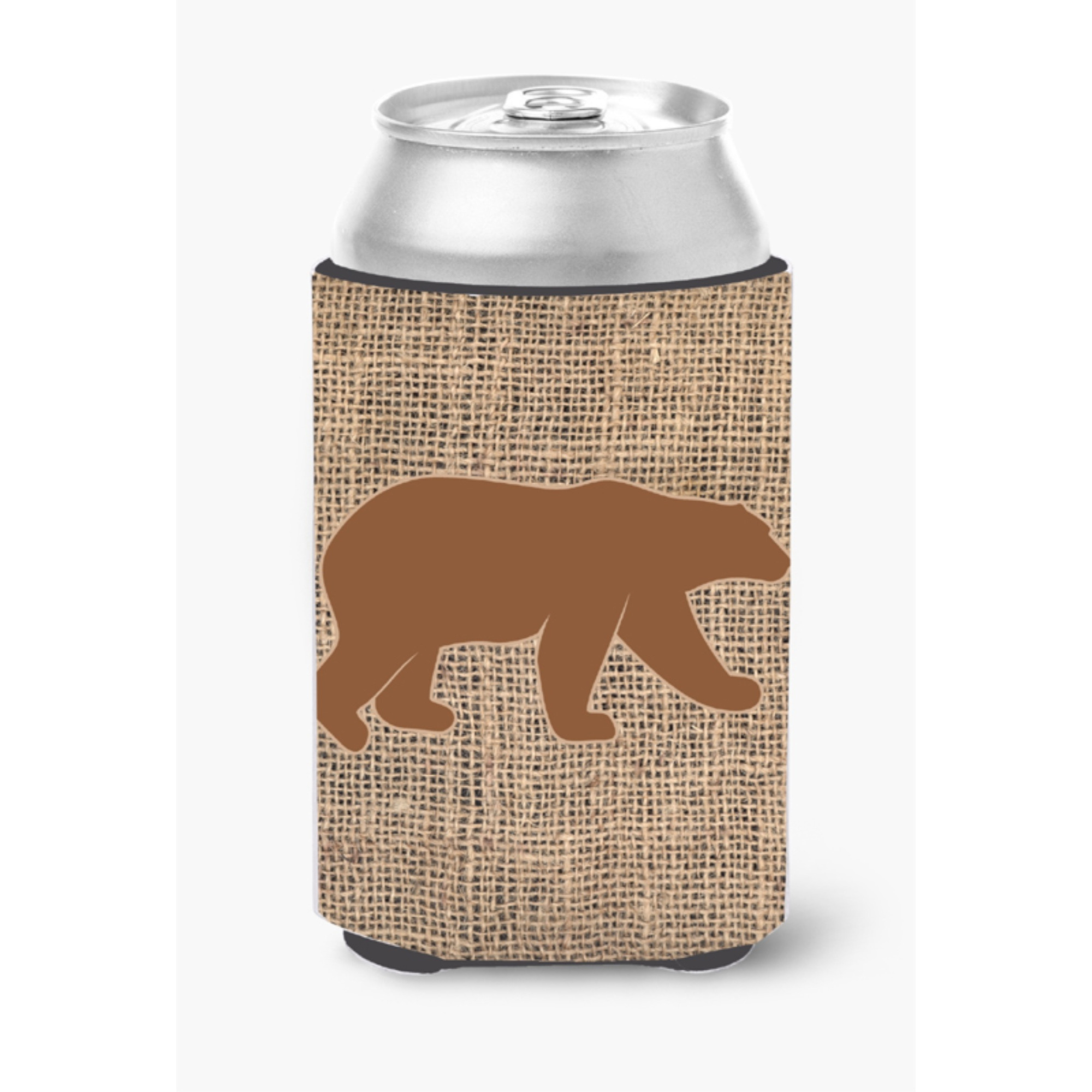 Bear Burlap and Brown Can or Bottle Beverage Insulator Hugger