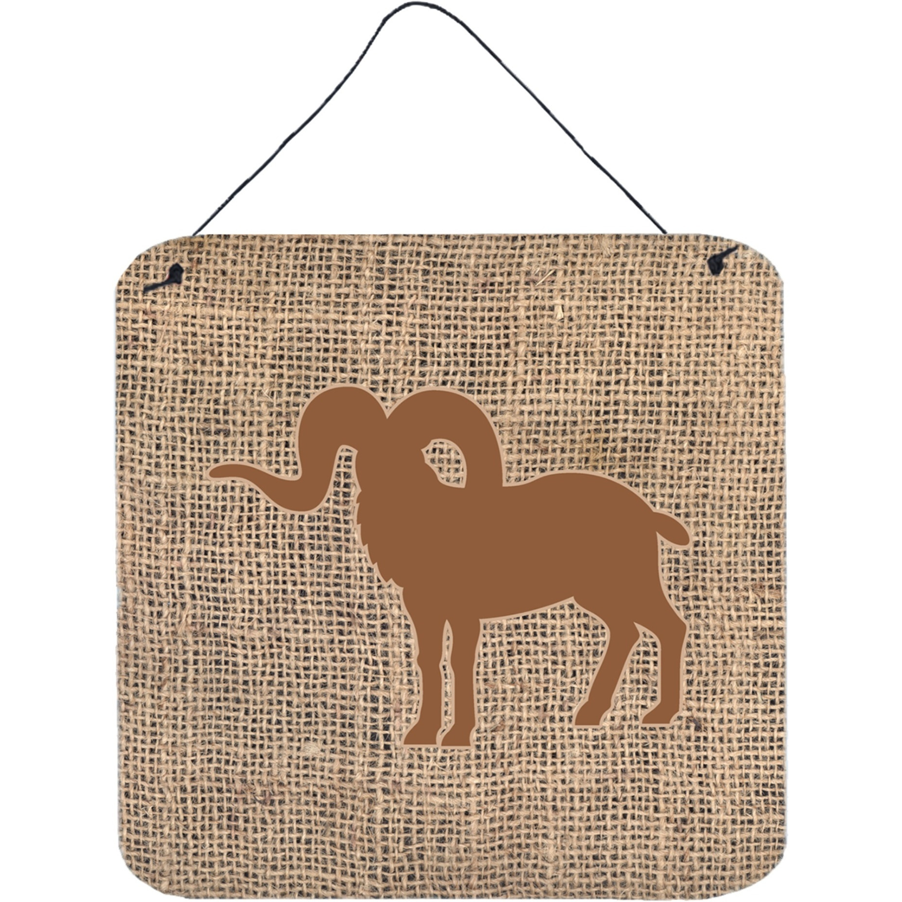 &quotCaroline's Treasures BB1007-BL-BN-DS66 Sheep Burlap and Brown Aluminum Metal Wall or Door Hanging Prints, 6 x 6"", Multicolor"