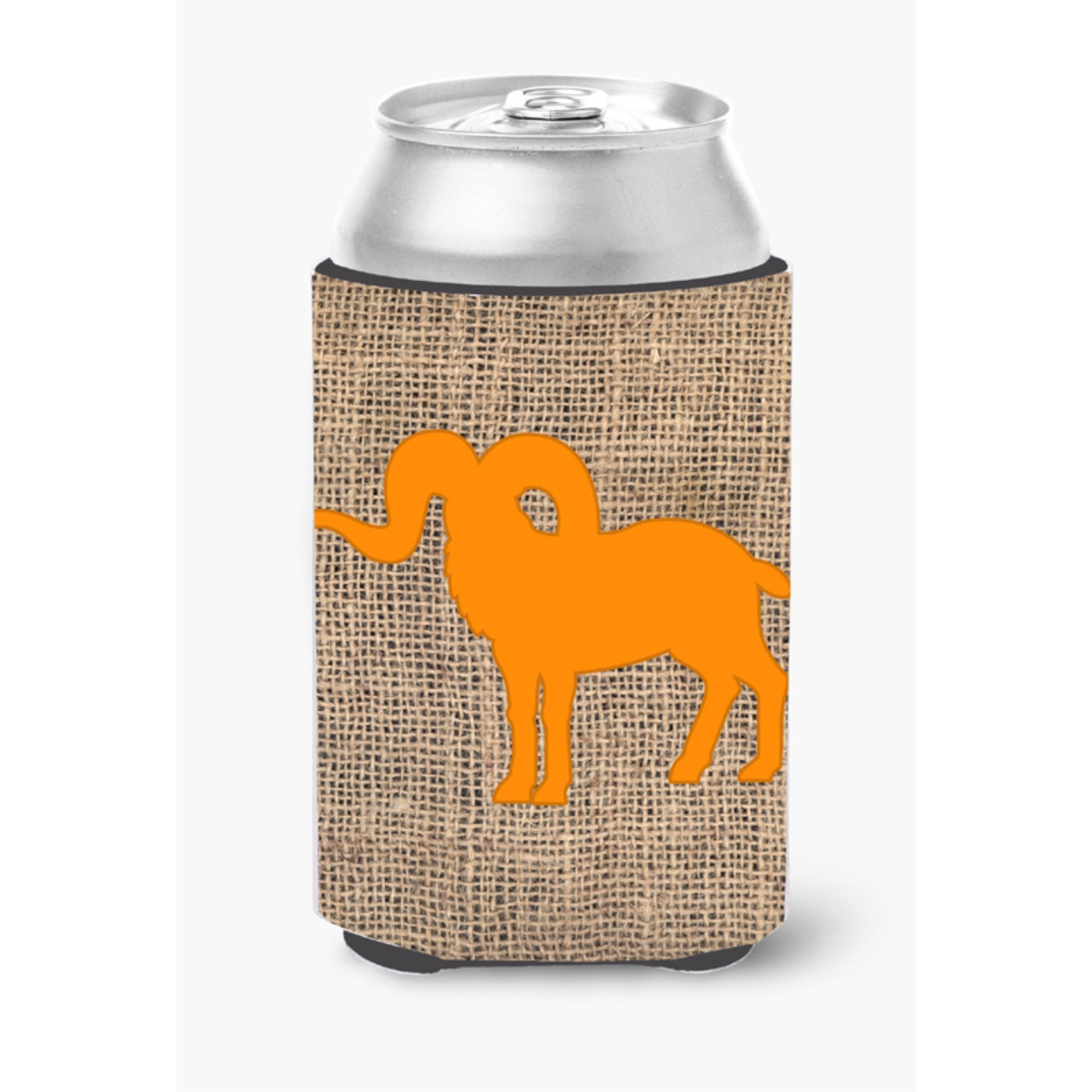 Sheep Burlap and Orange Can or Bottle Beverage Insulator Hugger BB1007