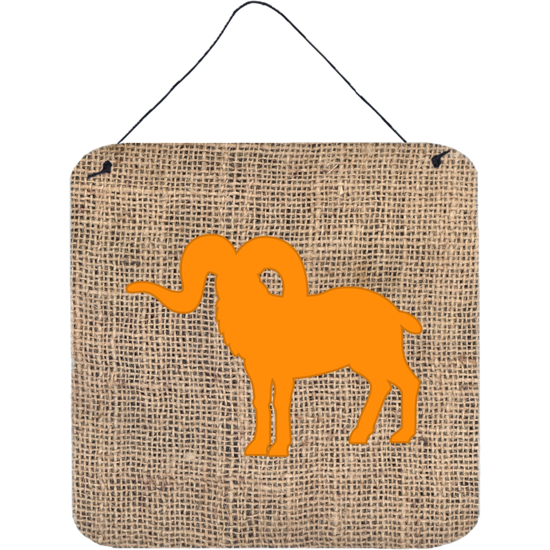 &quotCaroline's Treasures BB1007-BL-OR-DS66 Sheep Burlap and Orange Aluminum Metal Wall or Door Hanging Prints, 6 x 6"", Multicolor"