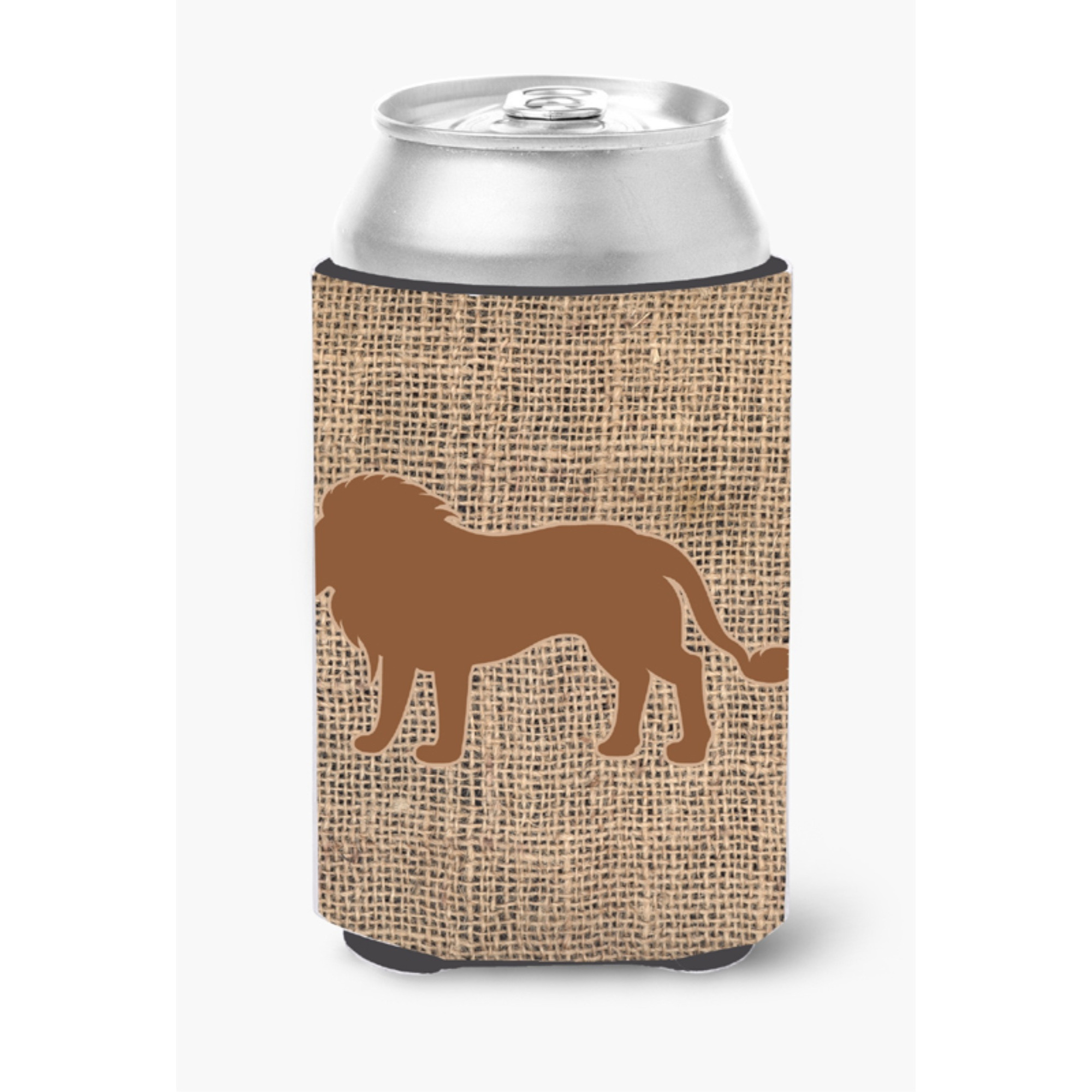 Lion Burlap and Brown Can or Bottle Beverage Insulator Hugger