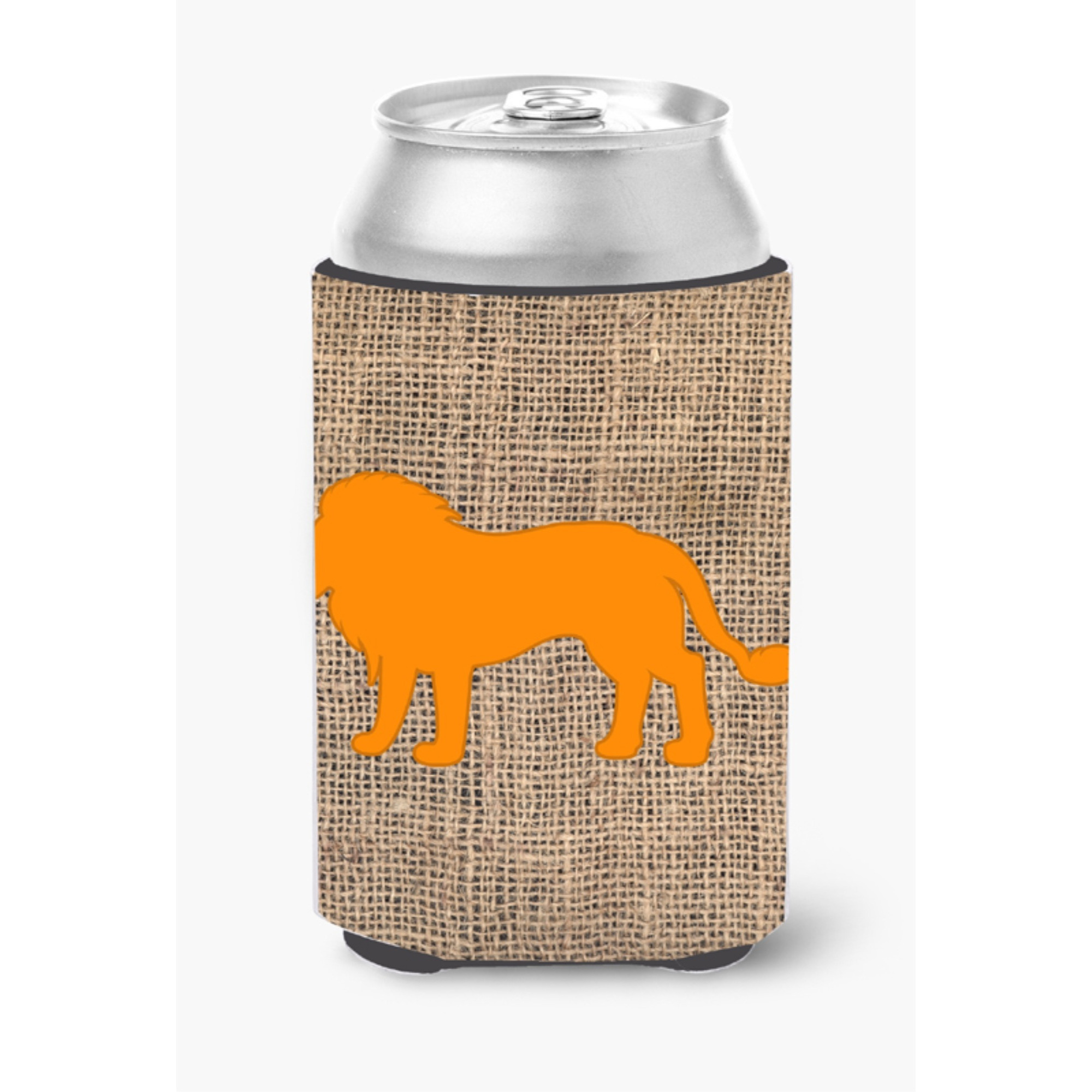 Lion Burlap and Orange Can or Bottle Beverage Insulator Hugger BB1009