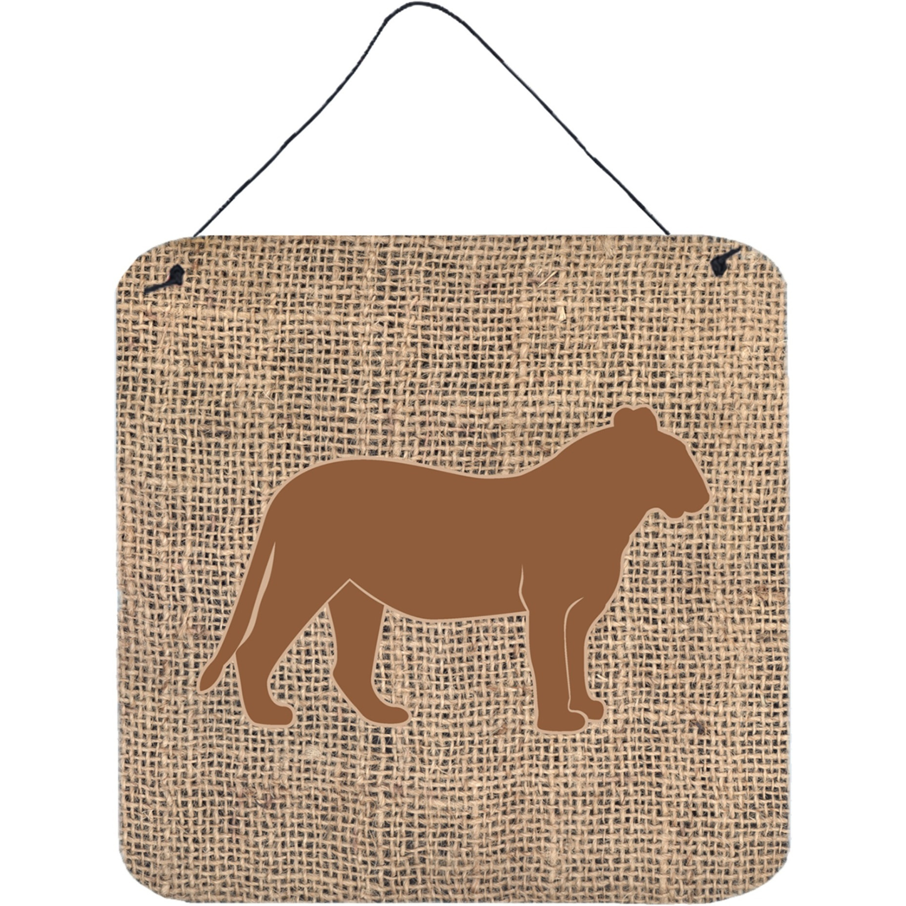 &quotCaroline's Treasures Tiger Burlap and Brown Aluminum Metal Wall or Door Hanging Prints, 6 x 6"", Multicolor"