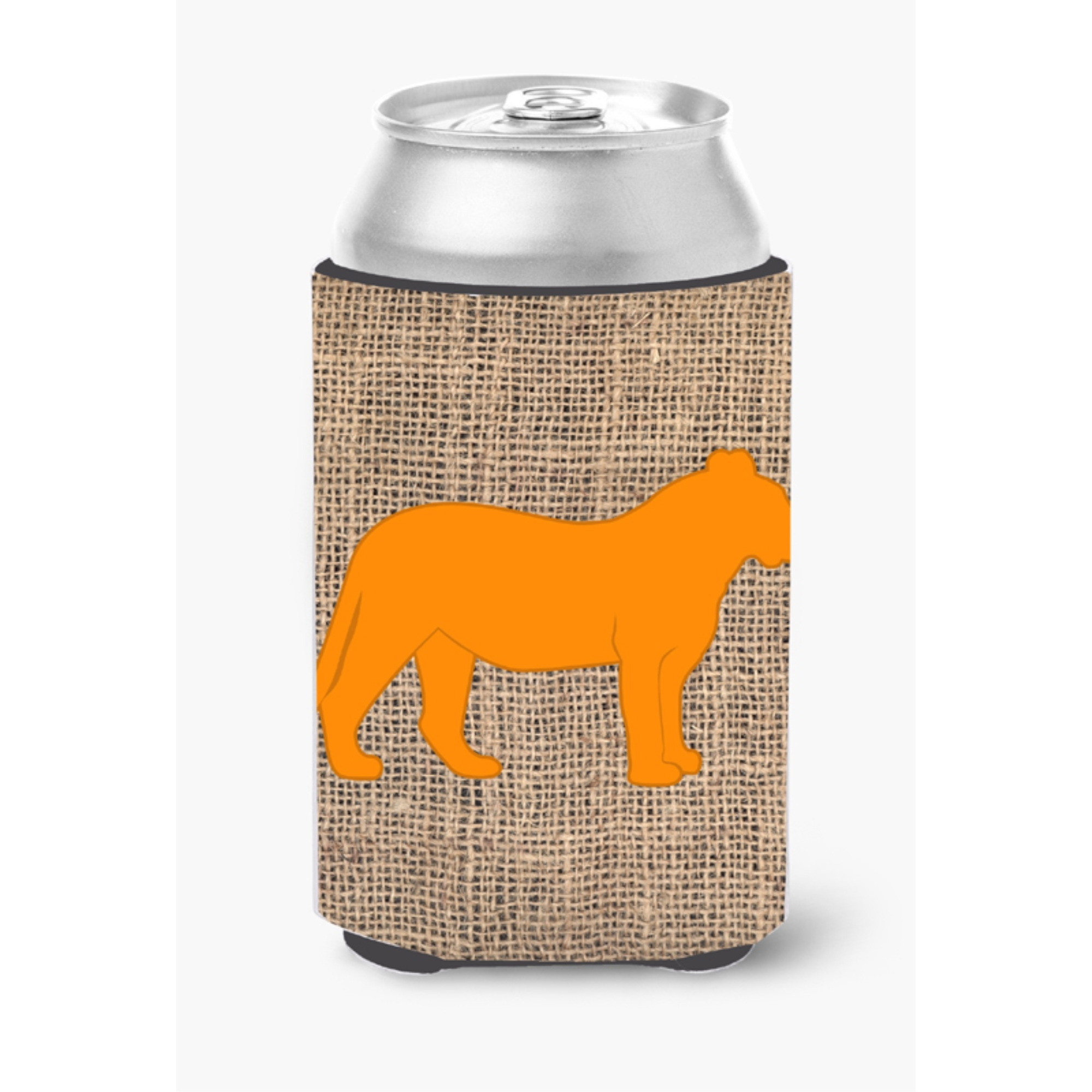Tiger Burlap and Orange Can or Bottle Beverage Insulator Hugger BB1010