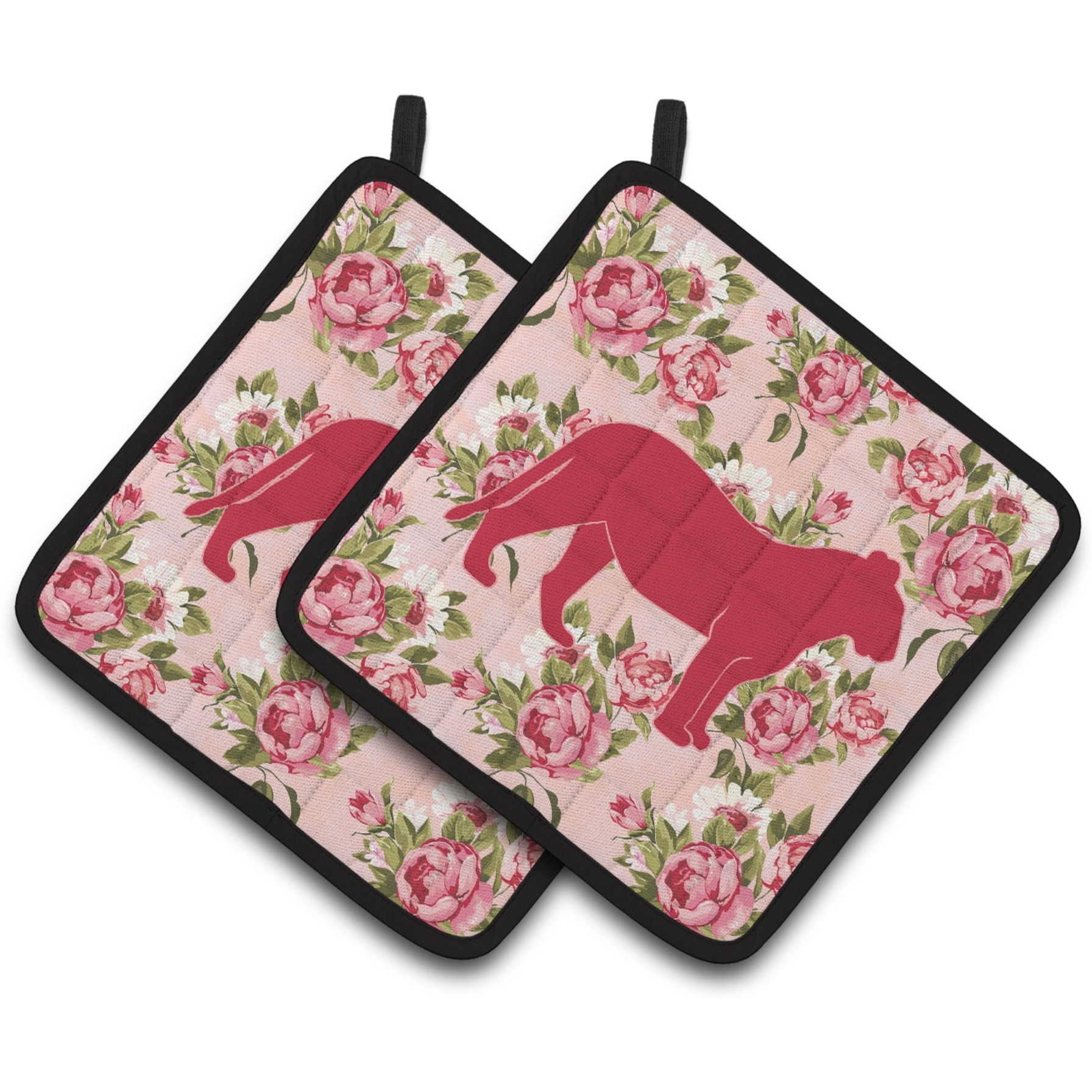 &quotCaroline's Treasures Tiger Shabby Chic Pink Roses Pair of Pot Holders BB1010-RS-PK-PTHD, 7.5HX7.5W, Multicolor"