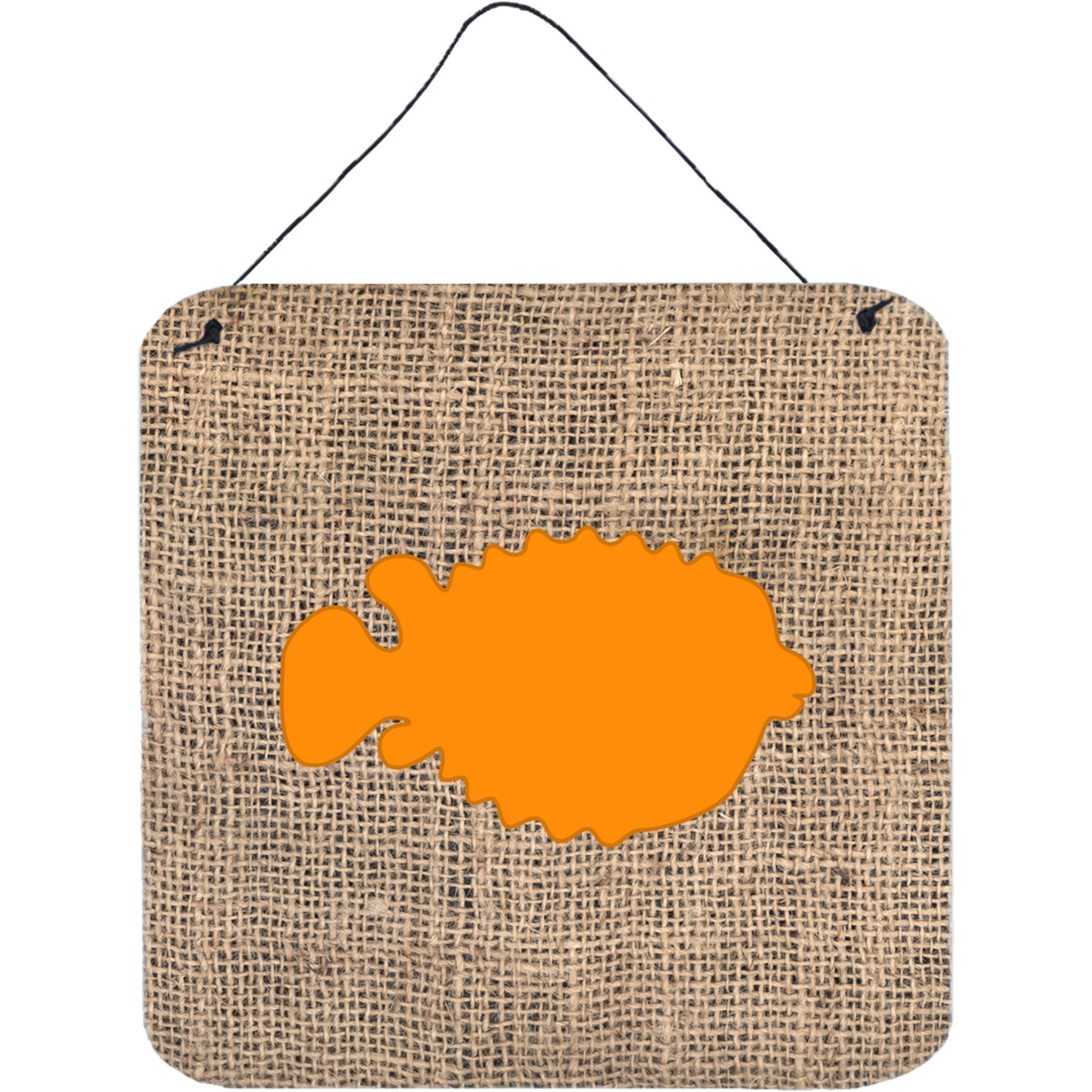 &quotCaroline's Treasures Fish-Blowfish Burlap and Orange Wall or Door Hanging Prints, 6 x 6"", Multicolor"