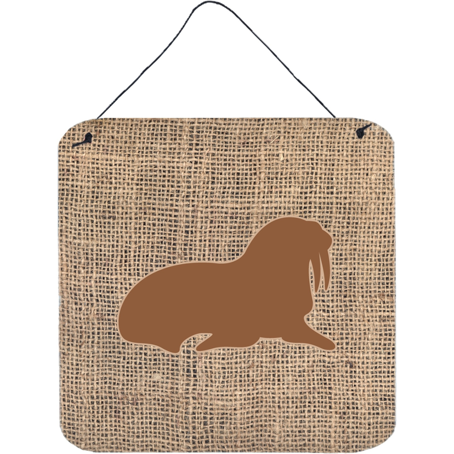 &quotCaroline's Treasures Walrus Burlap and Brown Aluminum Metal Wall or Door Hanging Prints, 6 x 6"", Multicolor"