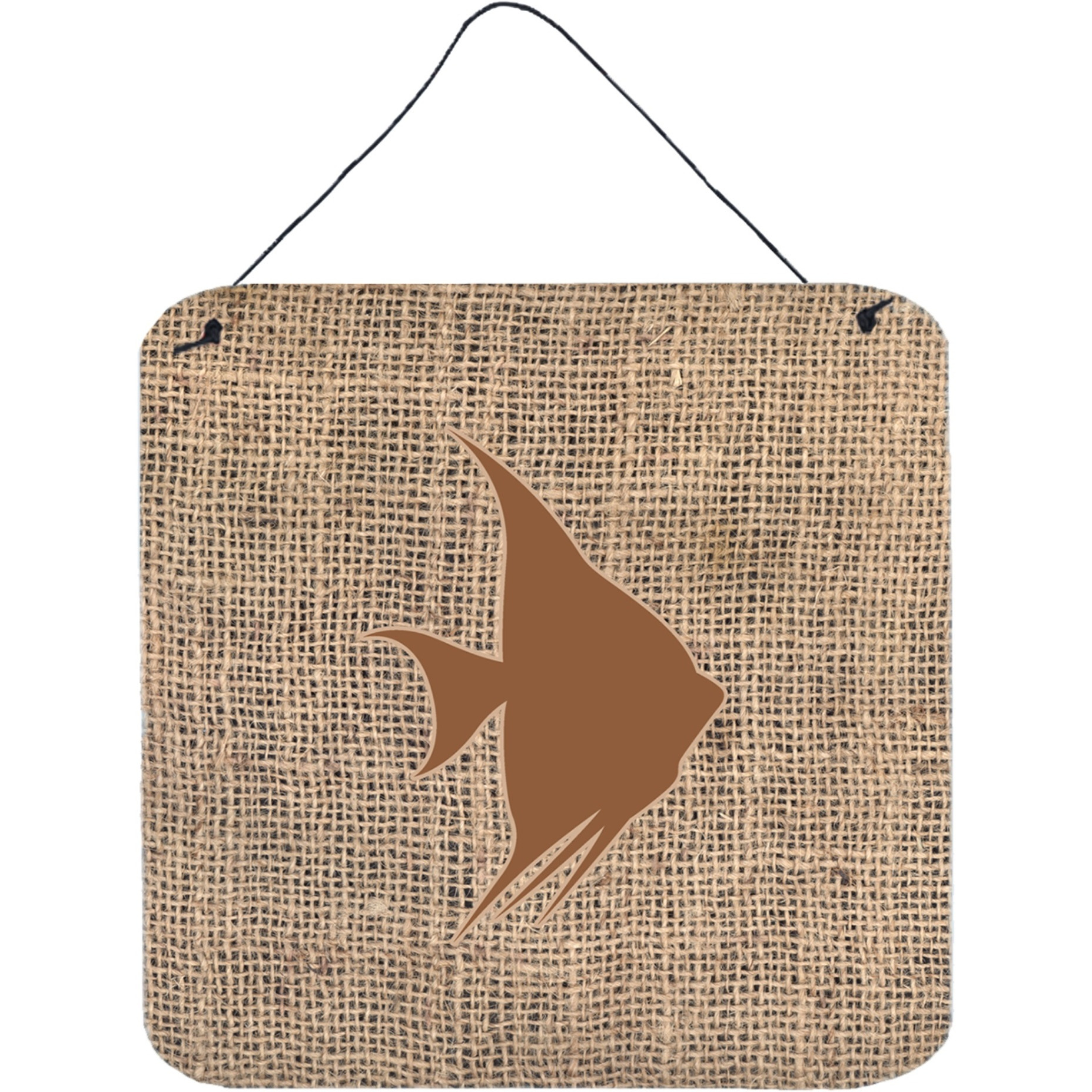 &quotCaroline's Treasures BB1022-BL-BN-DS66 Fish-Angel Fish Burlap and Brown Wall or Door Hanging Prints, 6 x 6"", Multicolor"