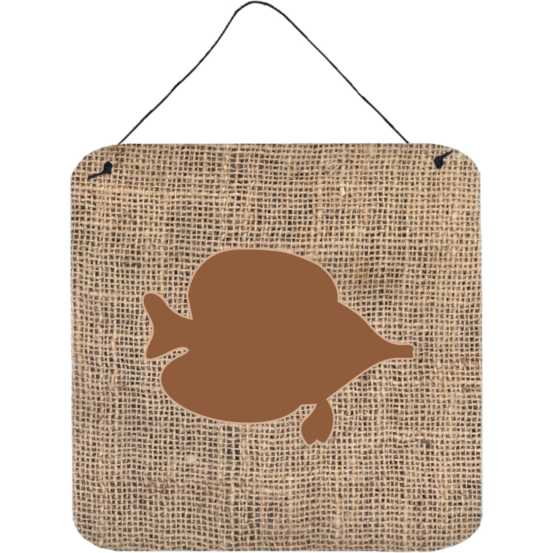&quotCaroline's Treasures Fish-Tang Fish Burlap and Brown Wall or Door Hanging Prints, 6 x 6"", Multicolor"