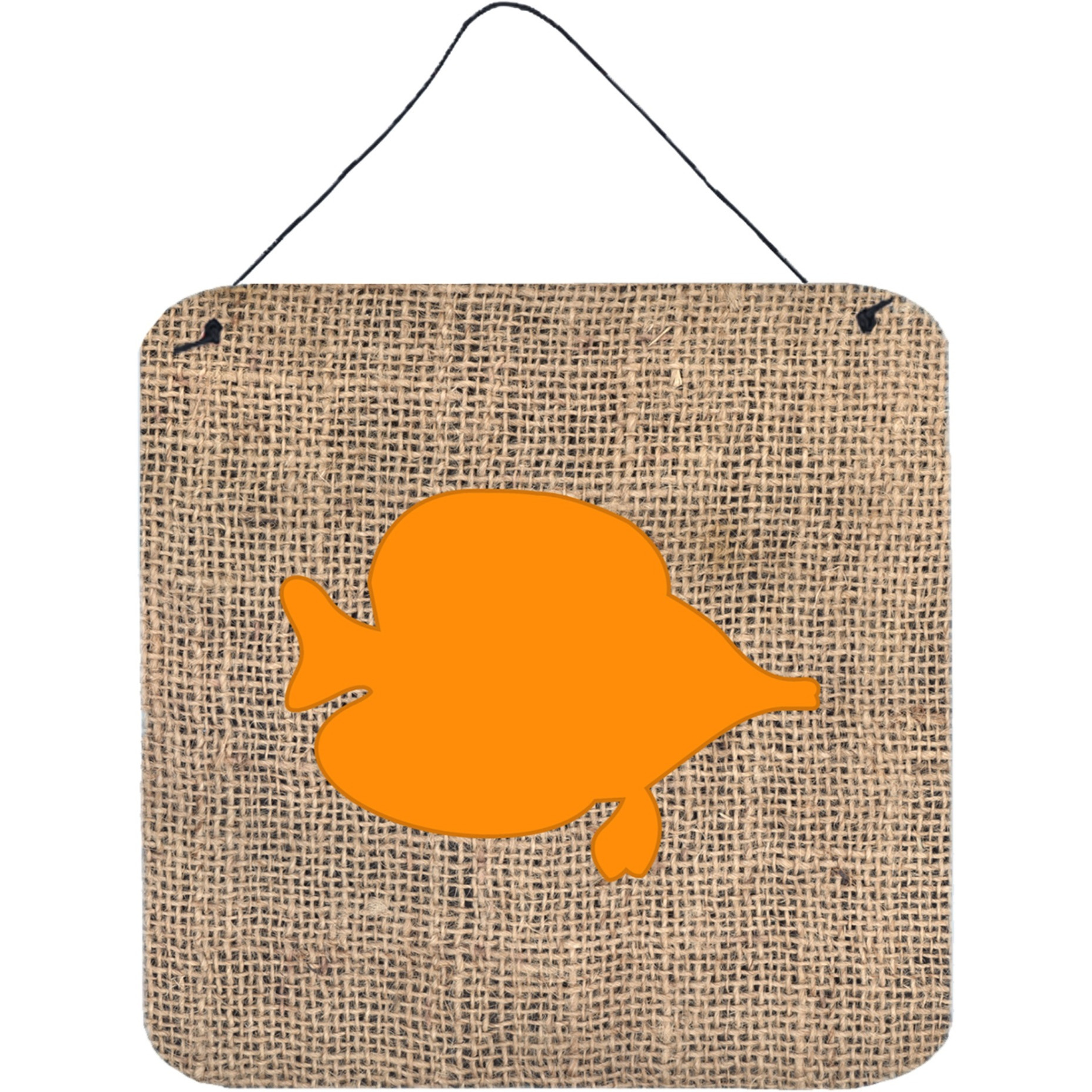 &quotCaroline's Treasures Fish-Tang Fish Burlap and Orange Wall or Door Hanging Prints, 6 x 6"", Multicolor"