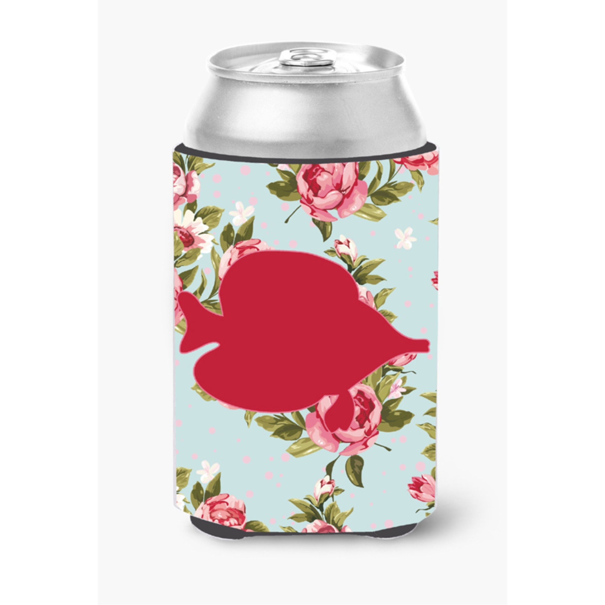 Fish - Tang Fish Shabby Chic Blue Roses Can or Bottle Beverage Insulator Hugger BB1023