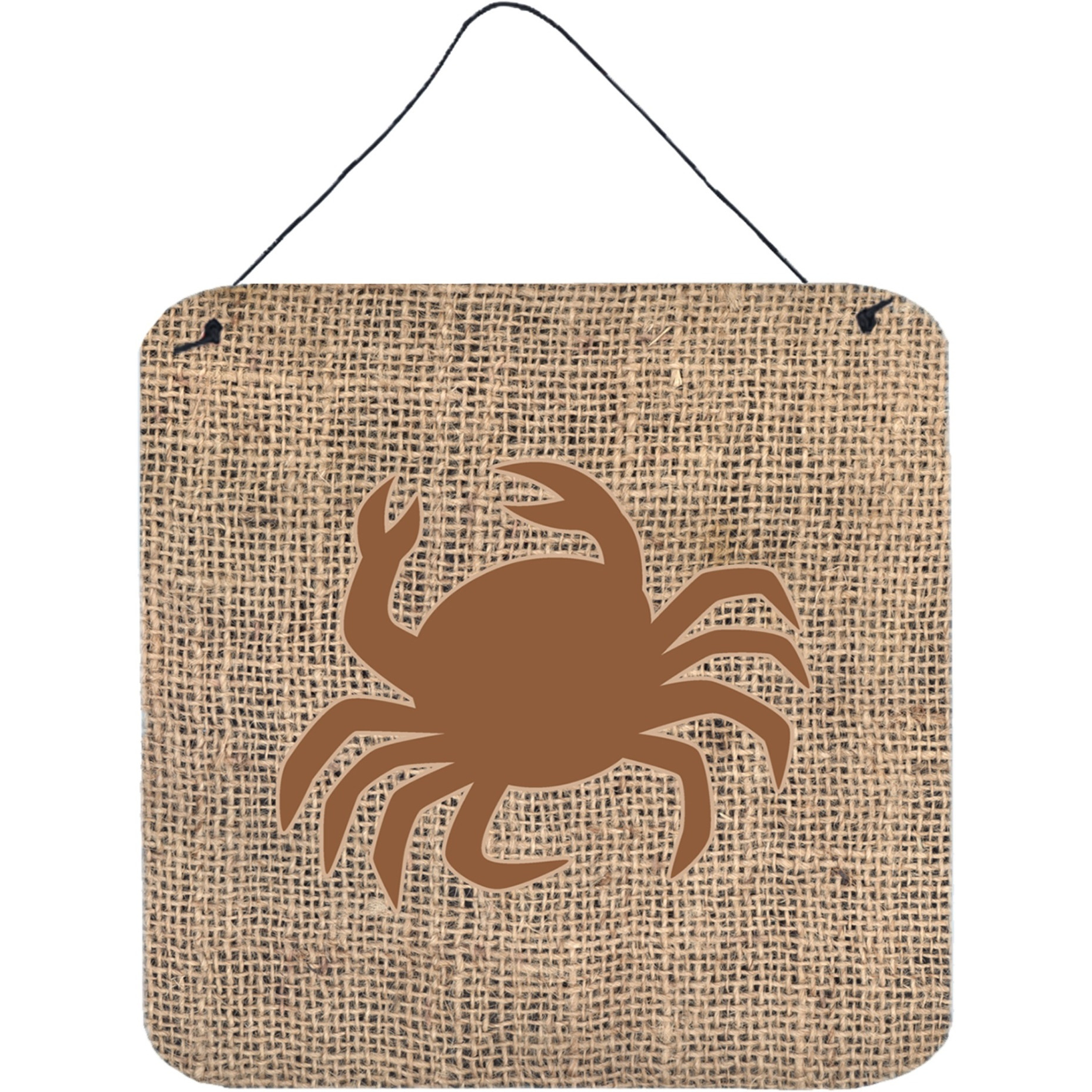 &quotCaroline's Treasures BB1024-BL-BN-DS66 Crab Burlap and Brown Aluminum Metal Wall or Door Hanging Prints, 6 x 6"", Multicolor"