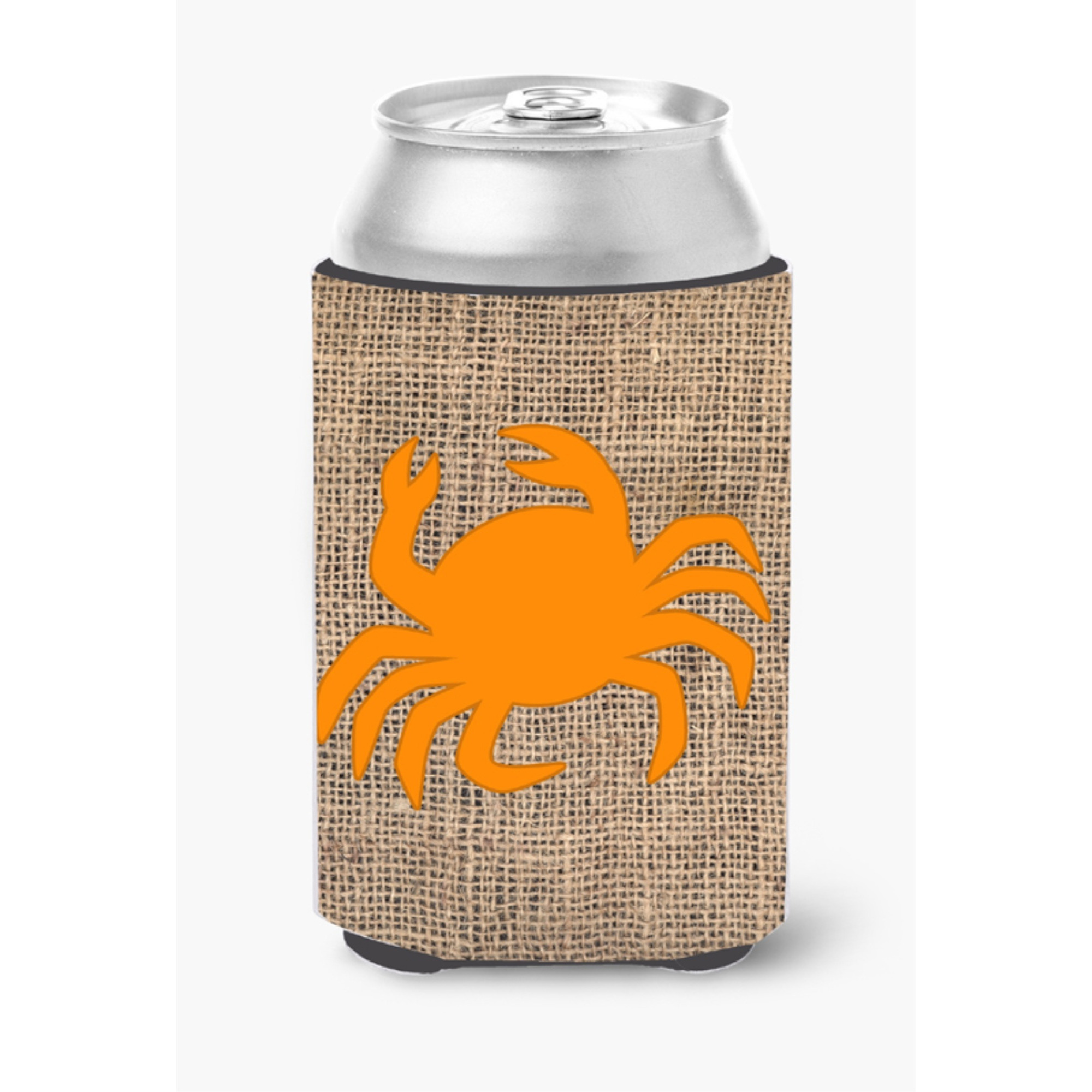 Crab Burlap and Orange Can or Bottle Beverage Insulator Hugger BB1024