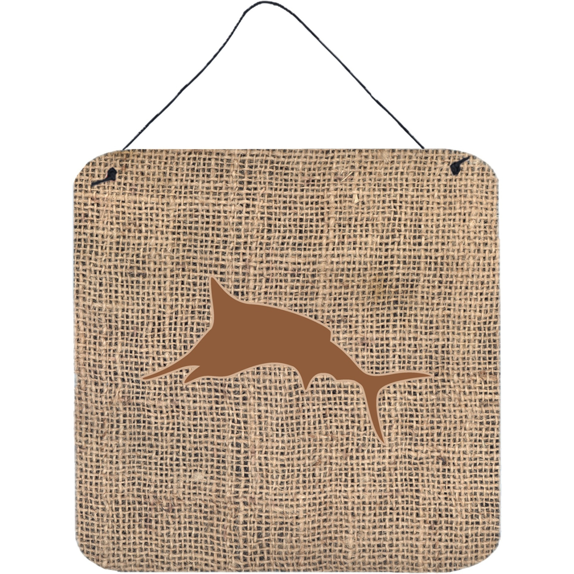&quotCaroline's Treasures Fish-Marlin Burlap and Brown Wall or Door Hanging Prints, 6 x 6"", Multicolor"