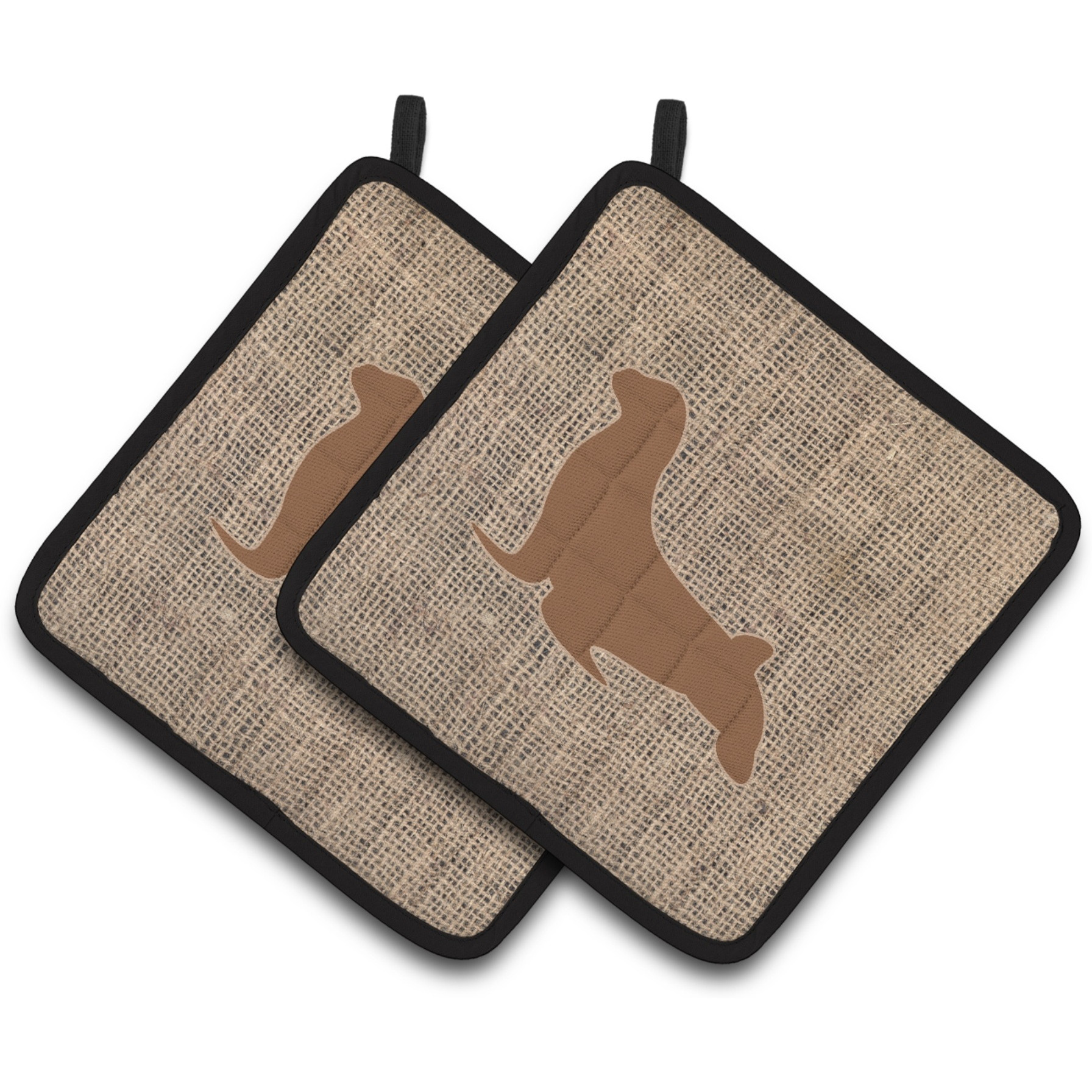 &quotCaroline's Treasures Seal Faux Burlap & Brown Pair of Pot Holders BB1027-BL-BN-PTHD, 7.5HX7.5W, Multicolor"