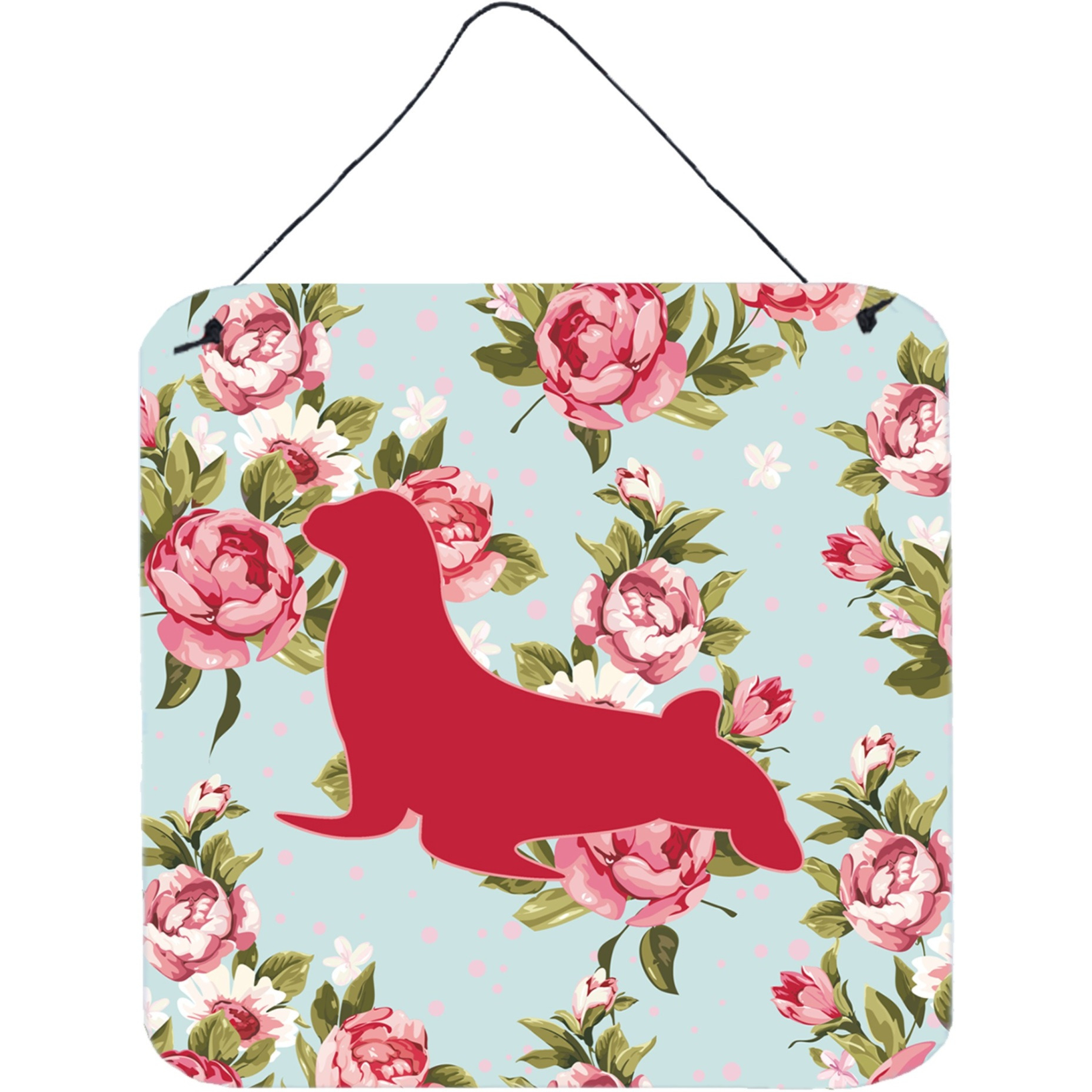 &quotCaroline's Treasures Seal Shabby Chic Blue Roses Aluminum Metal Wall or Door Hanging Prints, 6 x 6"", Multicolor"