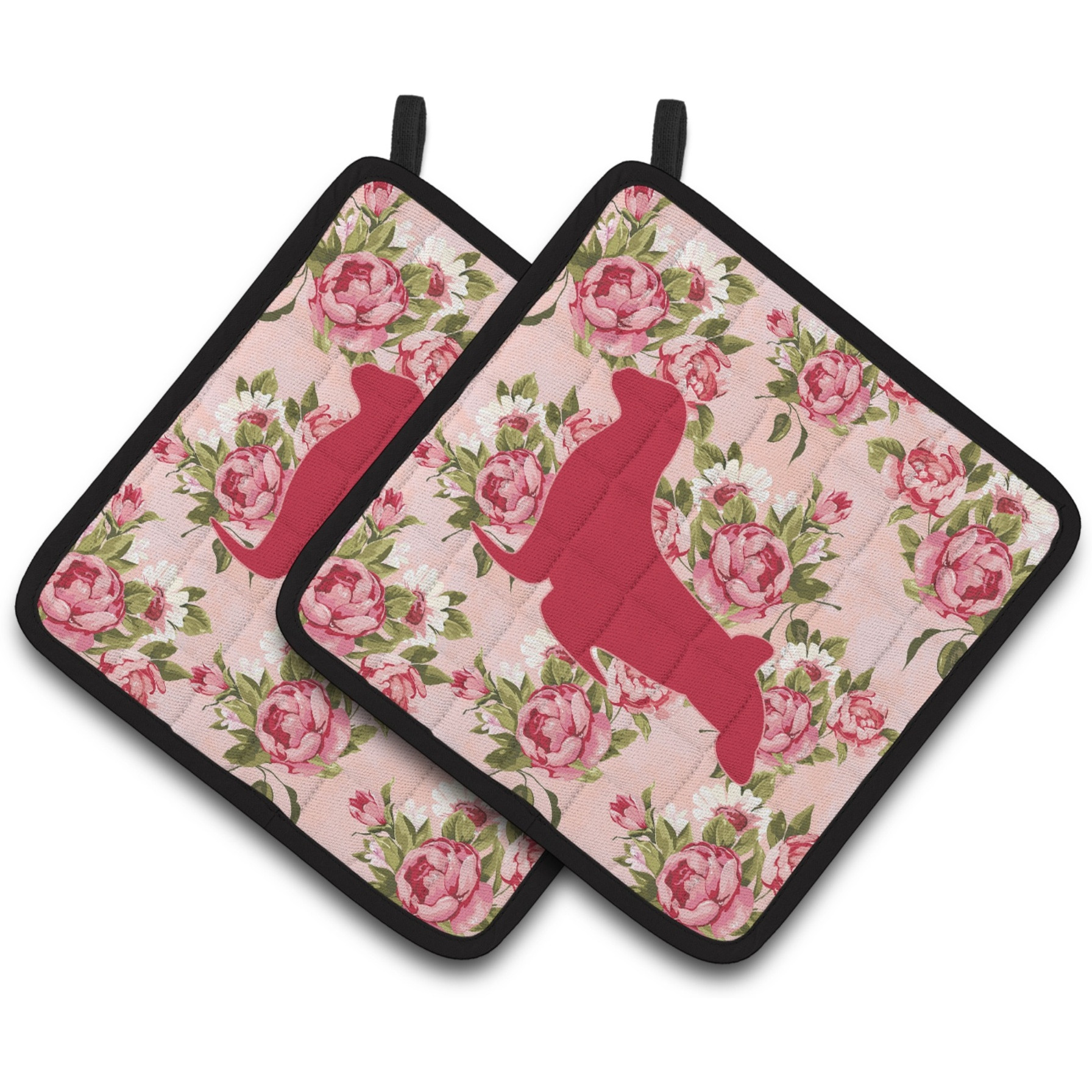 &quotCaroline's Treasures Seal Shabby Chic Pink Roses Pair of Pot Holders BB1027-RS-PK-PTHD, 7.5HX7.5W, Multicolor"