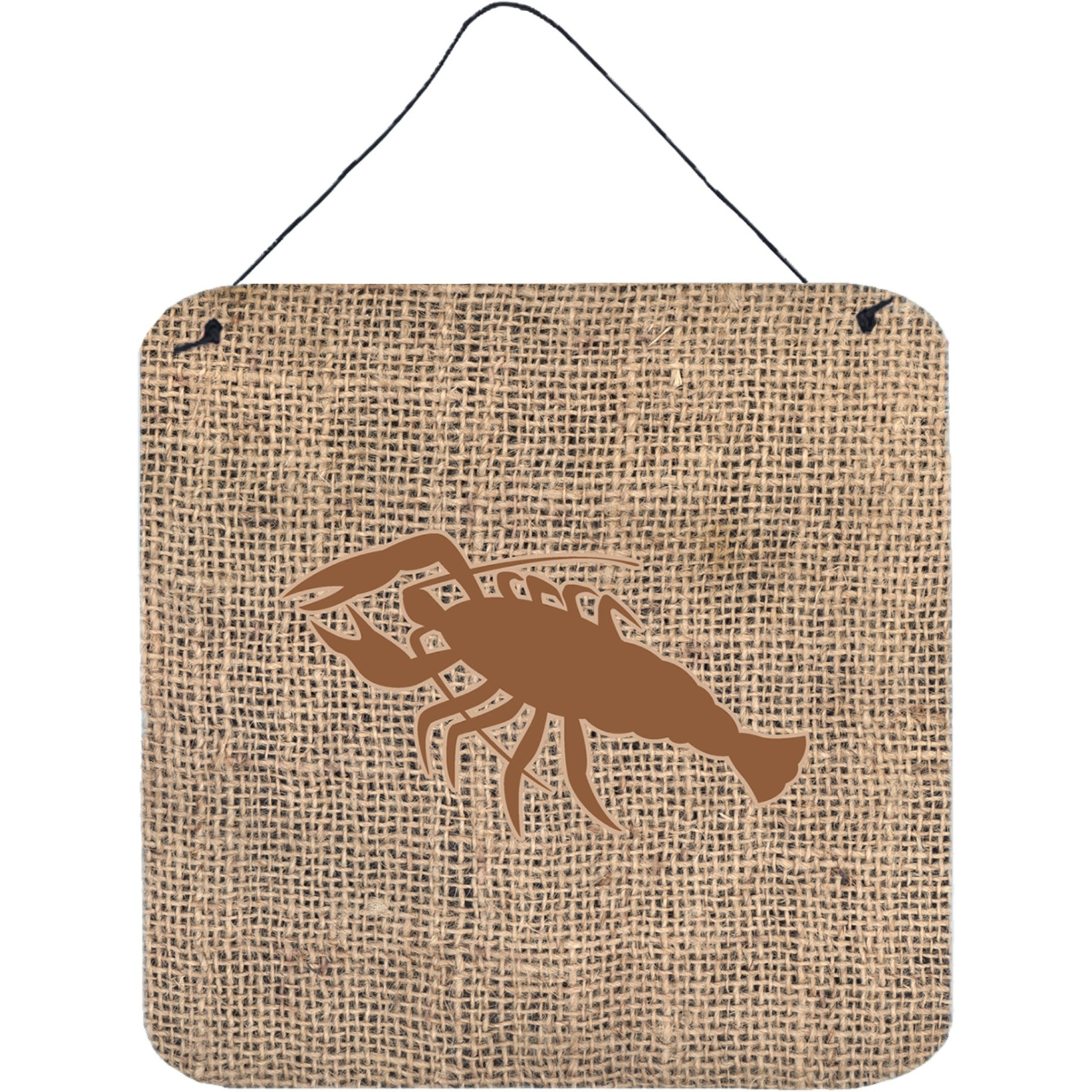&quotCaroline's Treasures BB1028-BL-BN-DS66 Lobster Burlap and Brown Aluminum Metal Wall or Door Hanging Prints, 6 x 6"", Multicolor"