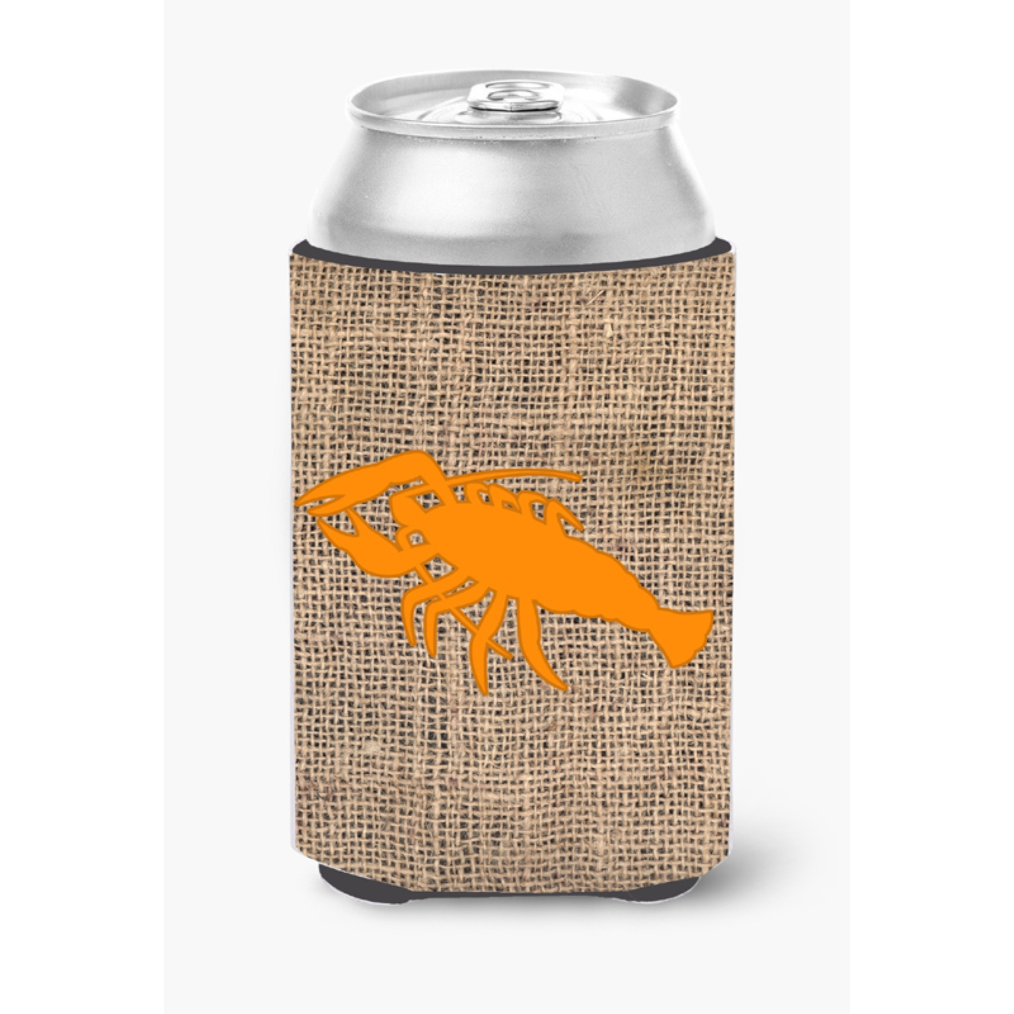 Lobster Burlap and Orange Can or Bottle Beverage Insulator Hugger BB1028