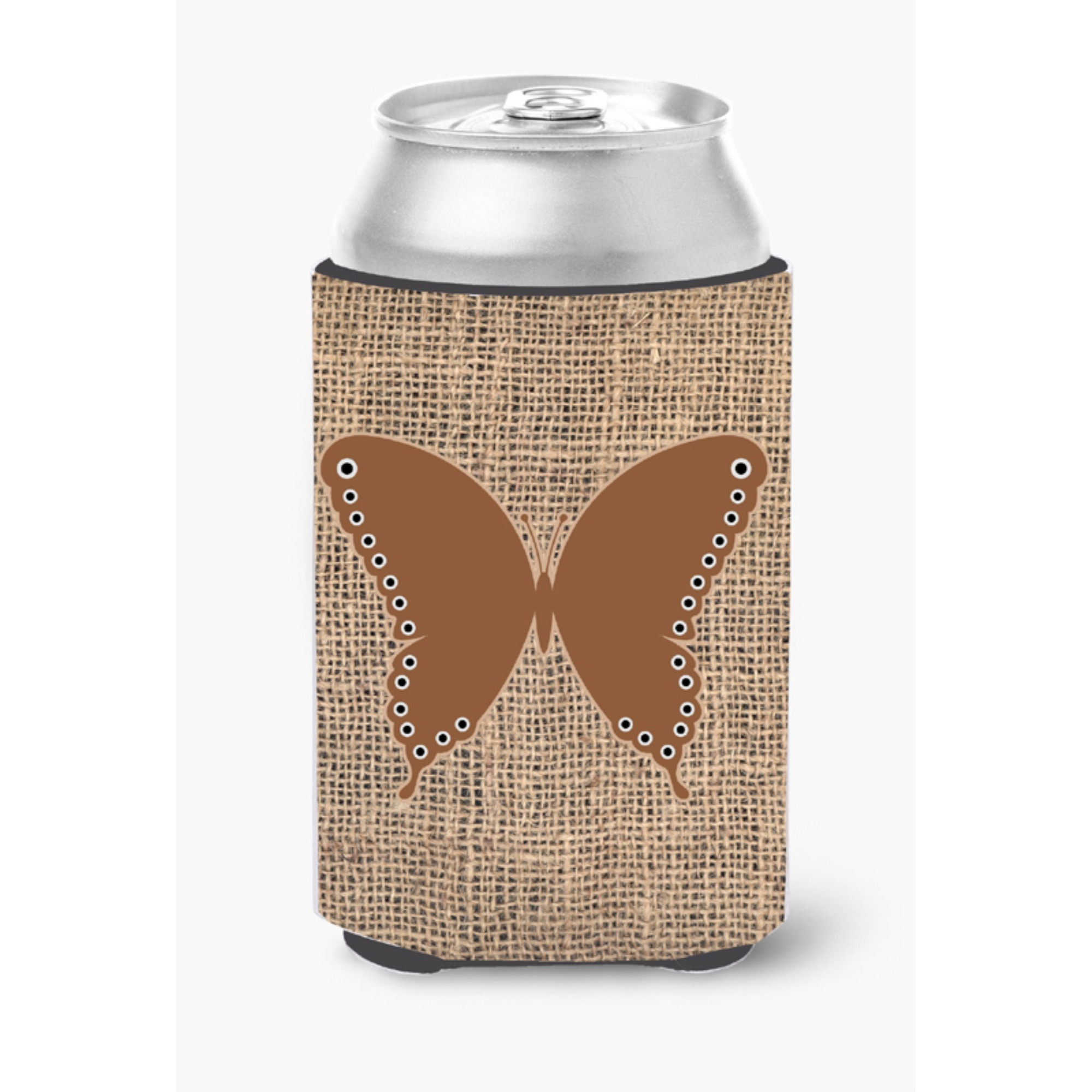 Butterfly Burlap and Brown Can or Bottle Beverage Insulator Hugger