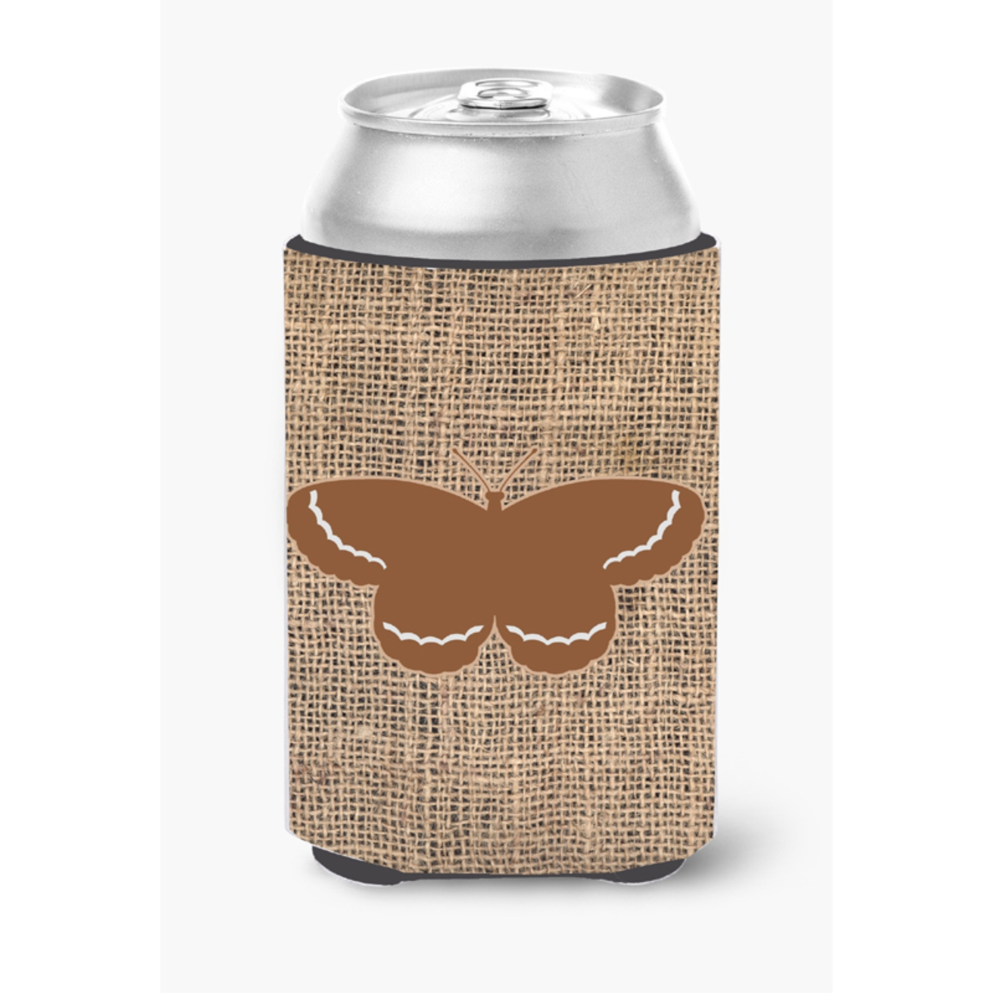 Butterfly Burlap and Brown Can or Bottle Beverage Insulator Hugger