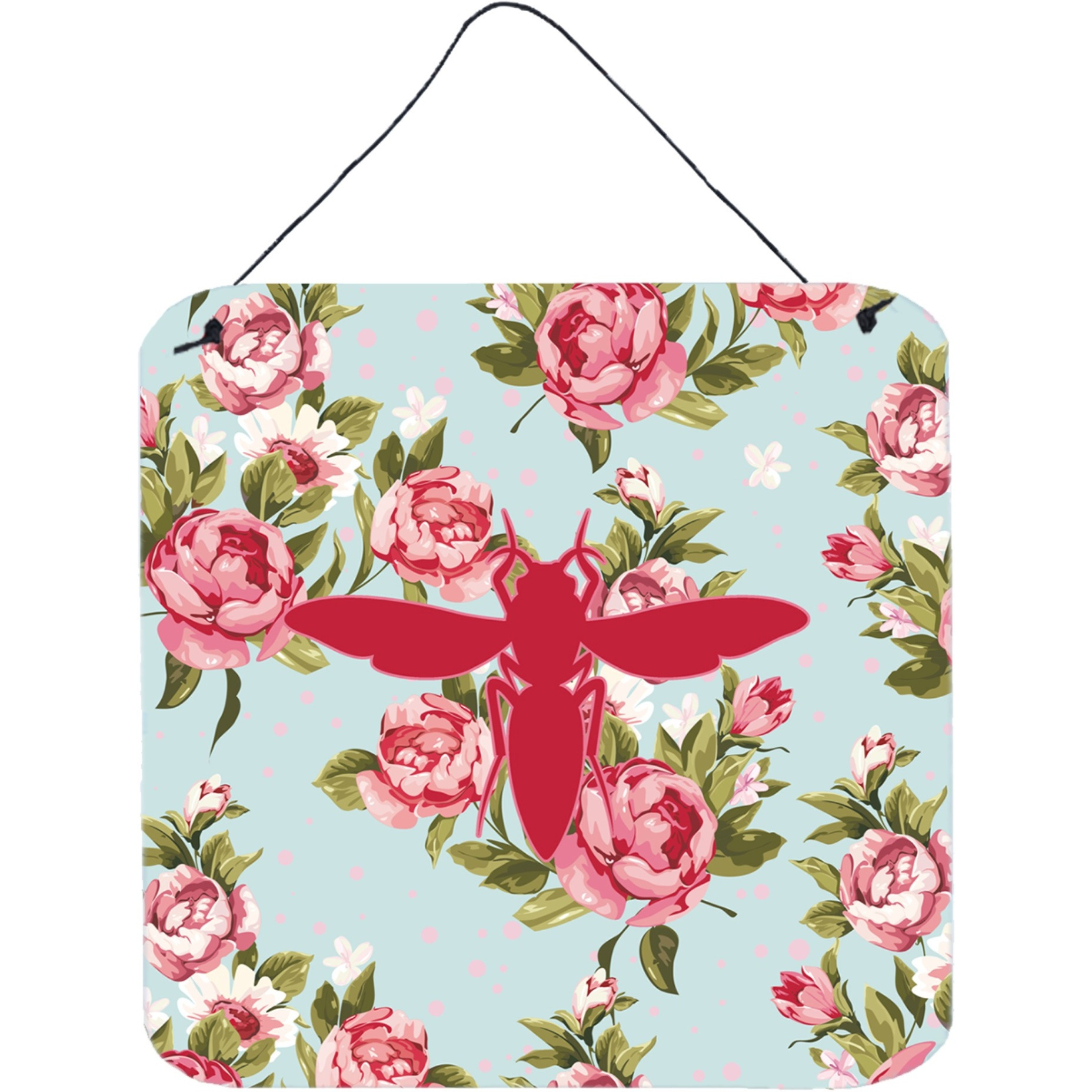 &quotCaroline's Treasures Yellow Jacket Shabby Chic Blue Roses Wall or Door Hanging Prints, 6 x 6"", Multicolor"