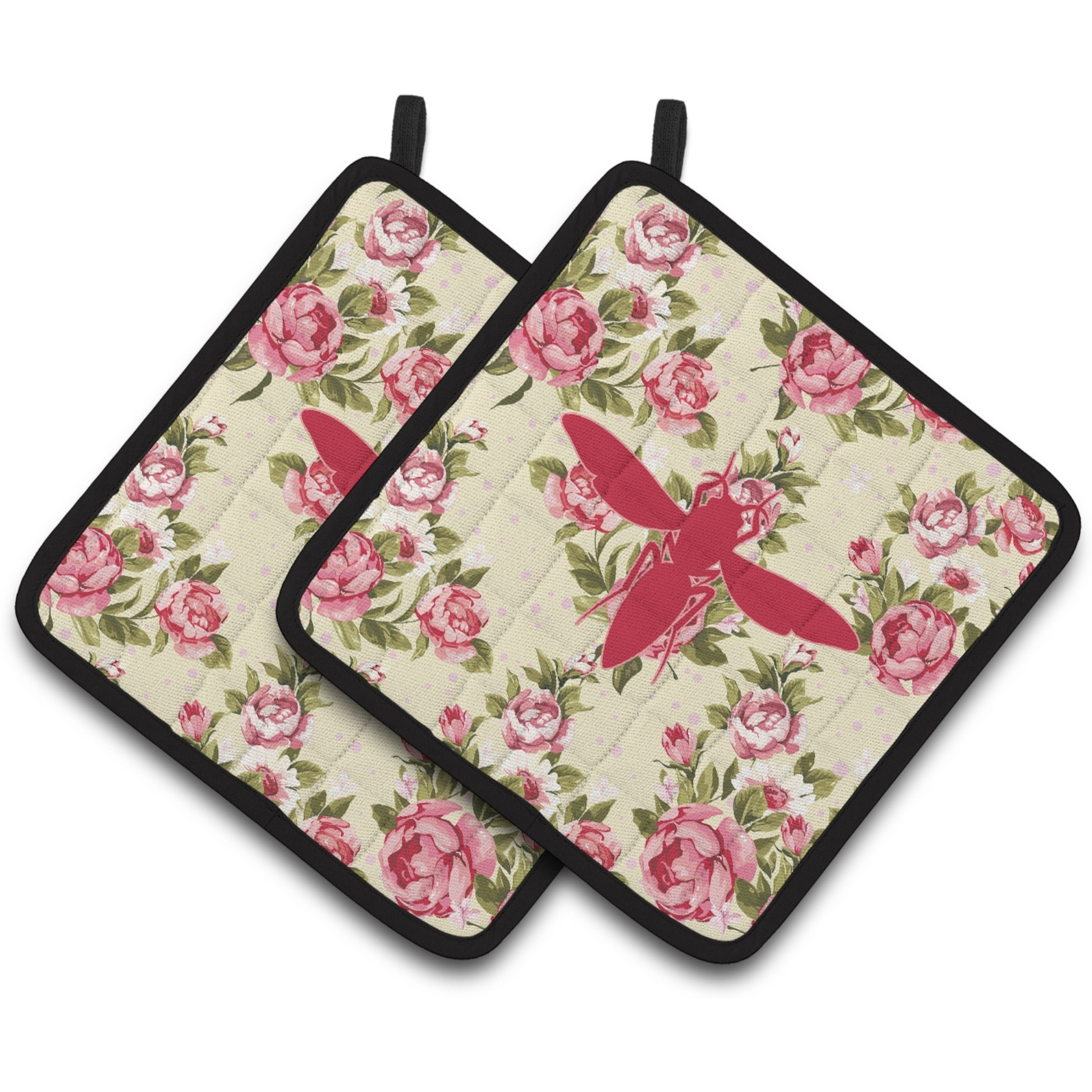 &quotCaroline's Treasures Yellow Jacket Shabby Chic Yellow Roses Pair of Pot Holders BB1053-RS-YW-PTHD, 7.5HX7.5W, Multicolor"