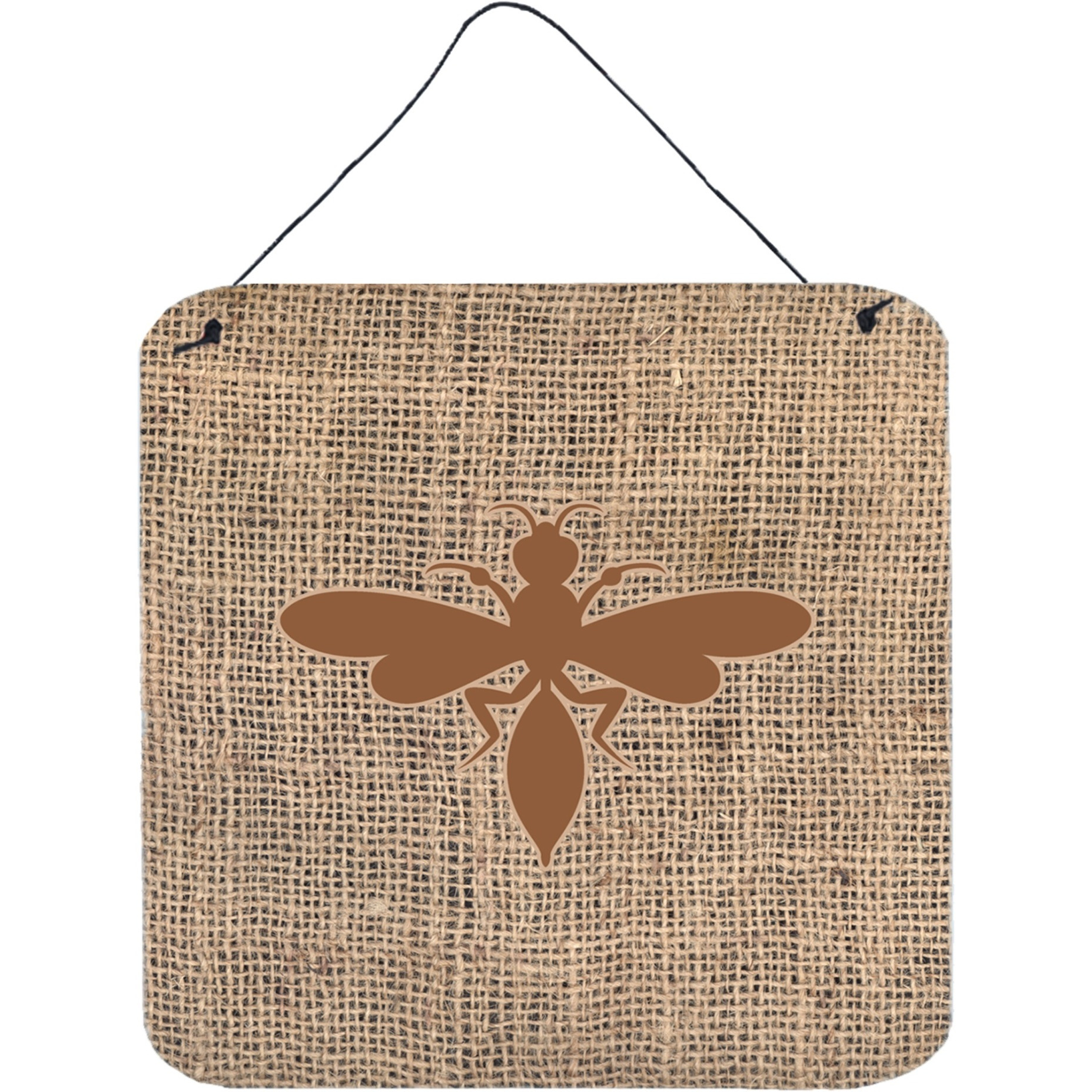 &quotCaroline's Treasures Wasp Burlap and Brown Aluminum Metal Wall or Door Hanging Prints, 6 x 6"", Multicolor"