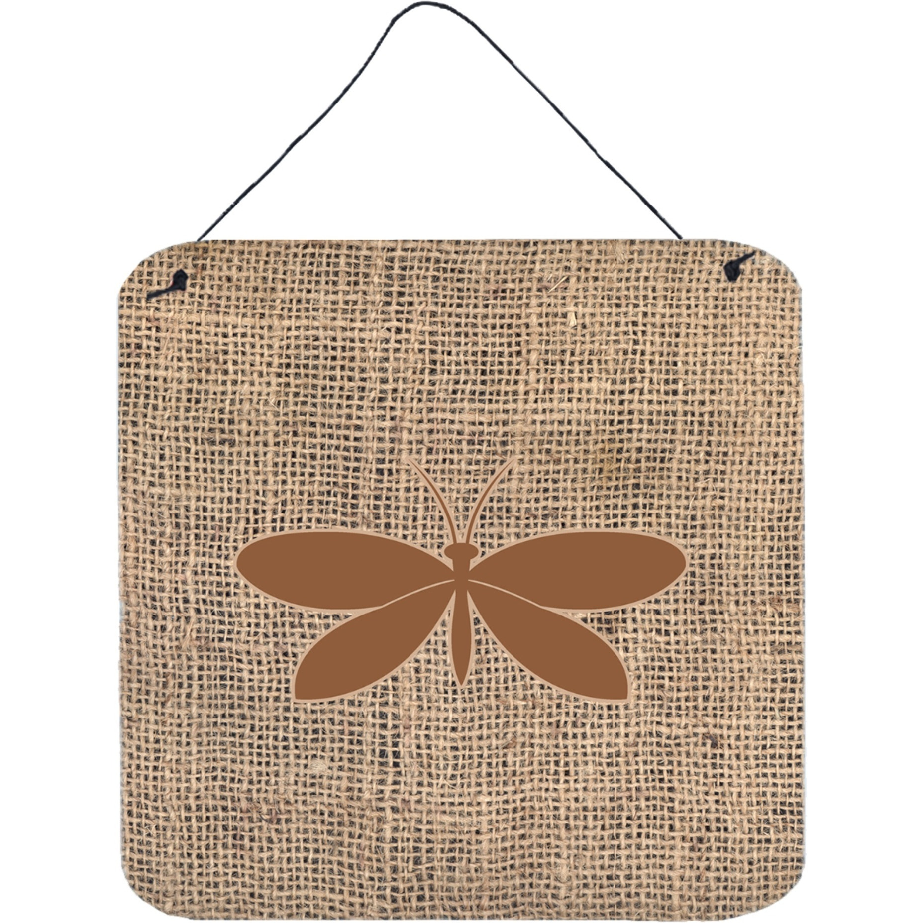 &quotCaroline's Treasures BB1055-BL-BN-DS66 Moth Burlap and Brown Aluminum Metal Wall or Door Hanging Prints, 6 x 6"", Multicolor"