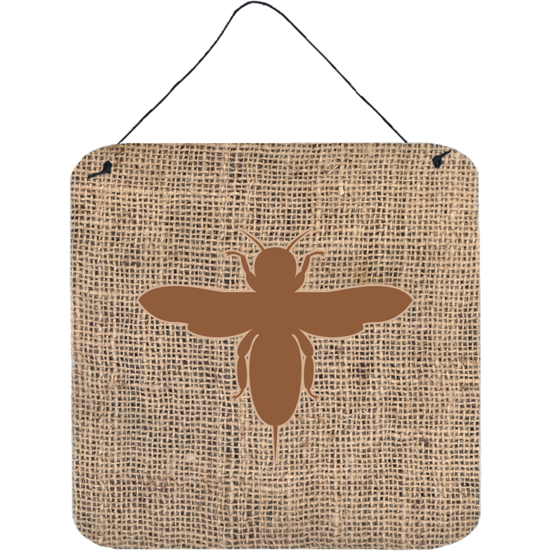 &quotCaroline's Treasures Bee Burlap and Brown Aluminum Metal Wall or Door Hanging Prints, 6 x 6"", Multicolor"