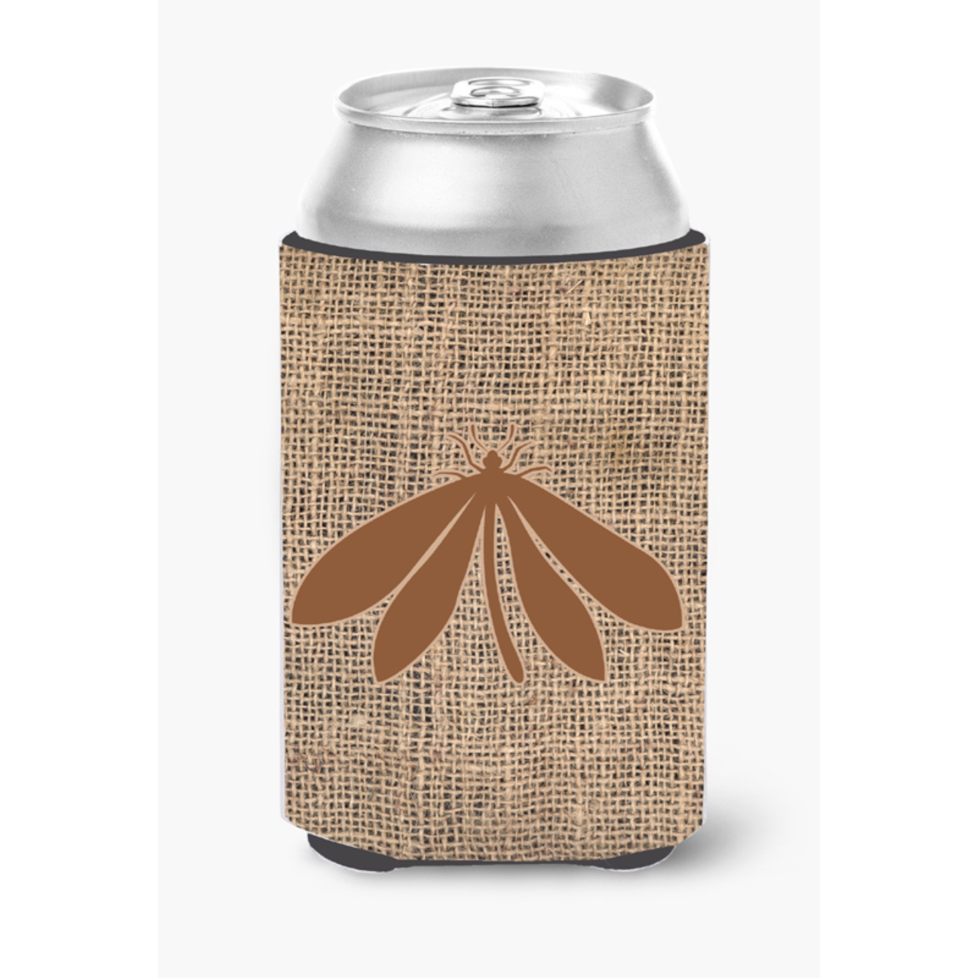 Moth Burlap and Brown Can or Bottle Beverage Insulator Hugger