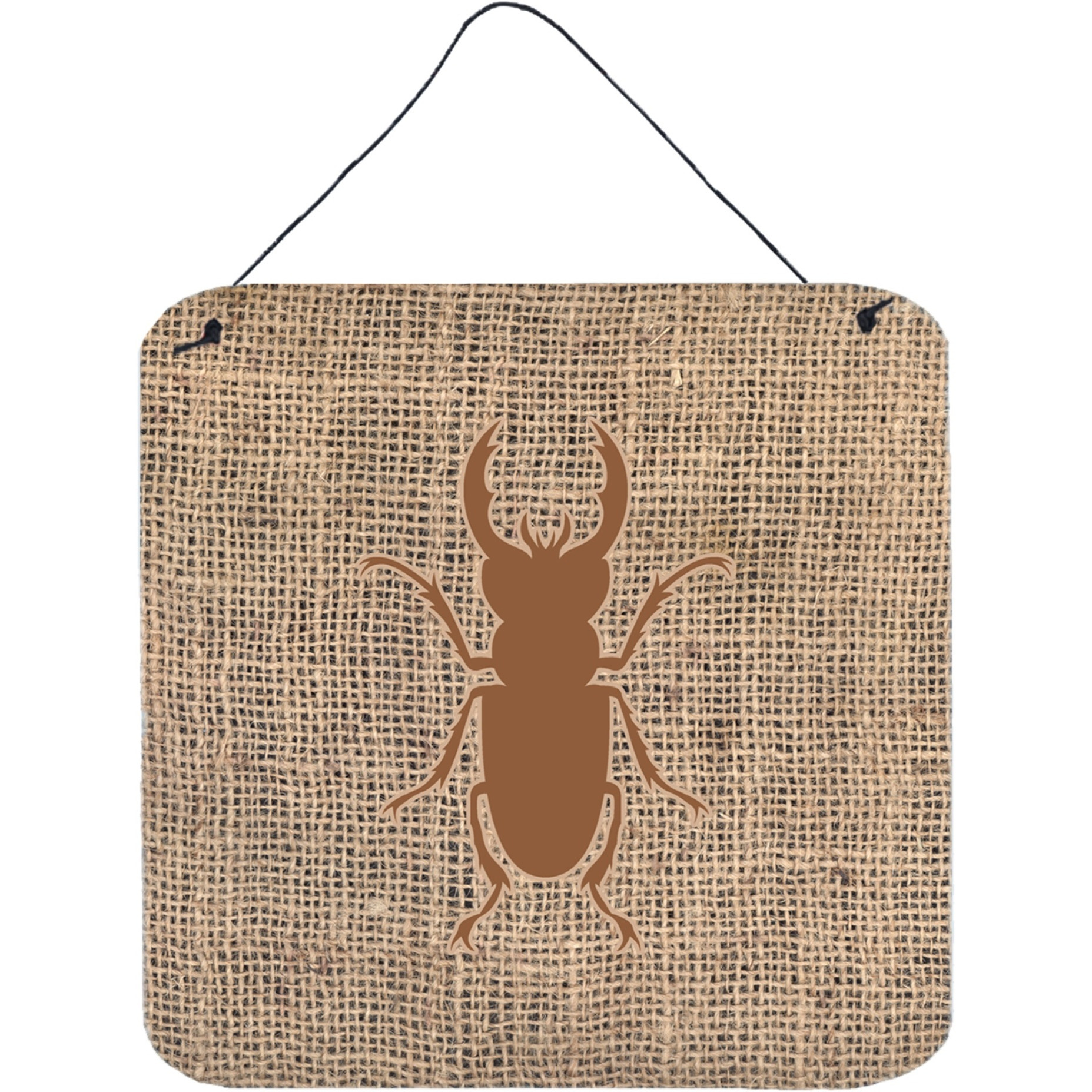&quotCaroline's Treasures BB1063-BL-BN-DS66 Beetle Burlap and Brown Aluminum Metal Wall or Door Hanging Prints, 6 x 6"", Multicolor"