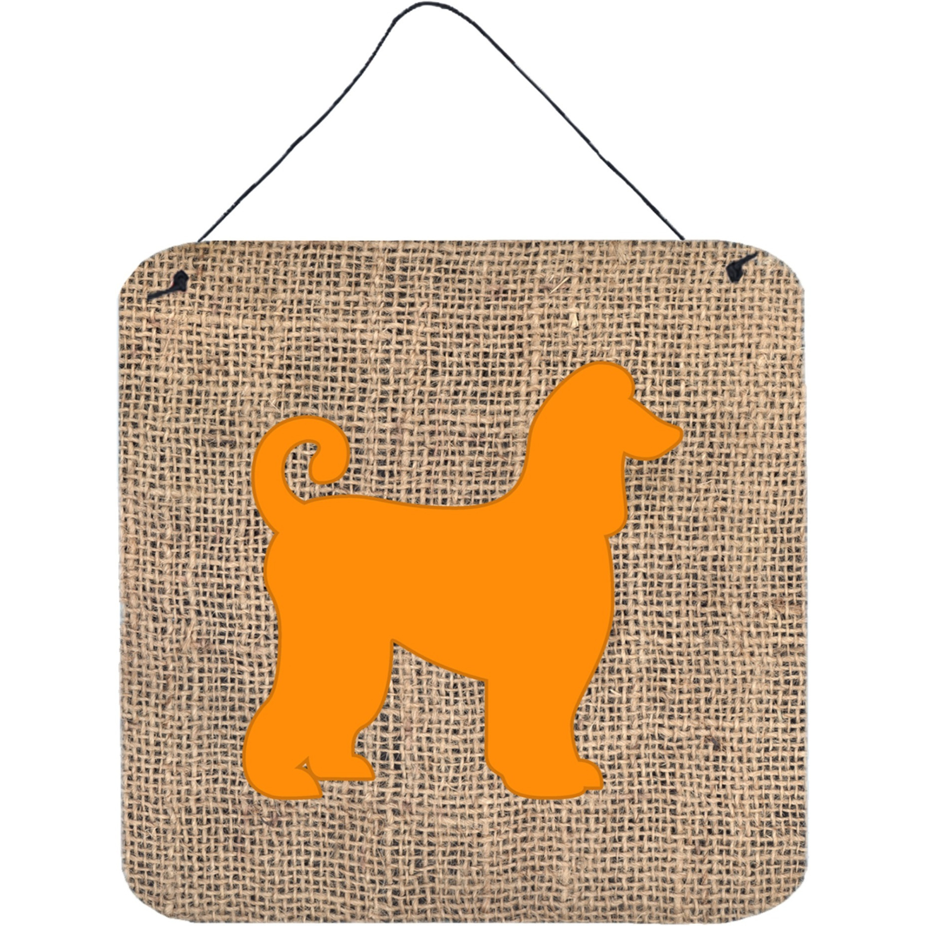 &quotCaroline's Treasures Afghan Hound Burlap and Orange Wall or Door Hanging Prints, 6 x 6"", Multicolor"