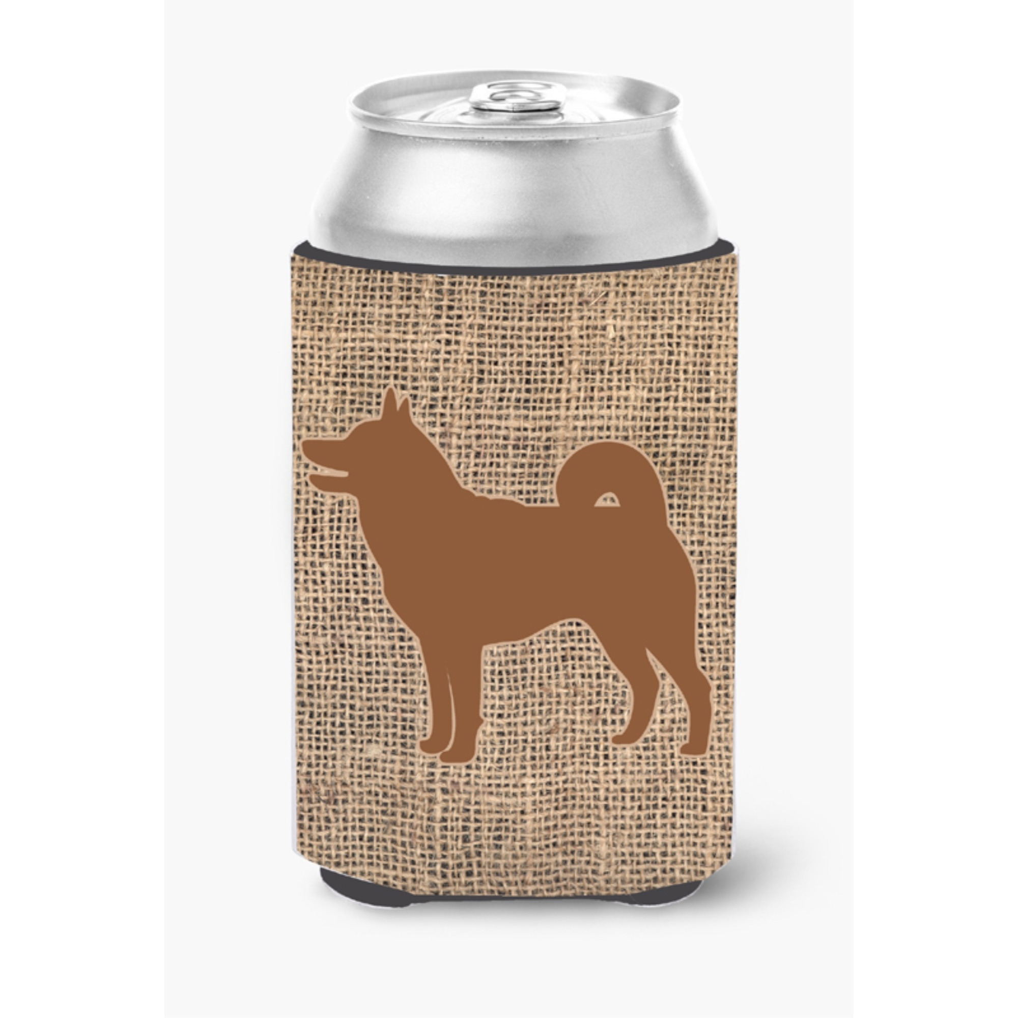 Shiba Inu Burlap and Brown Can or Bottle Beverage Insulator Hugger