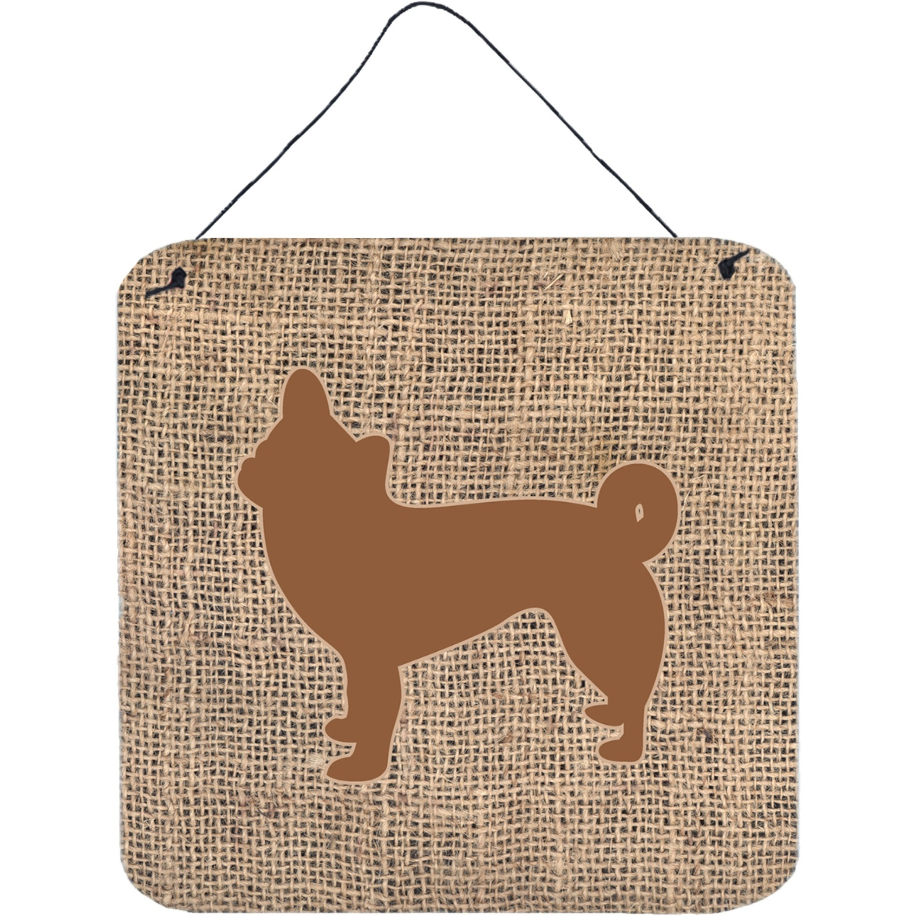 &quotCaroline's Treasures BB1068-BL-BN-DS66 Chihuahua Burlap and Brown Aluminum Metal Wall or Door Hanging Prints, 6 x 6"", Multicolor"
