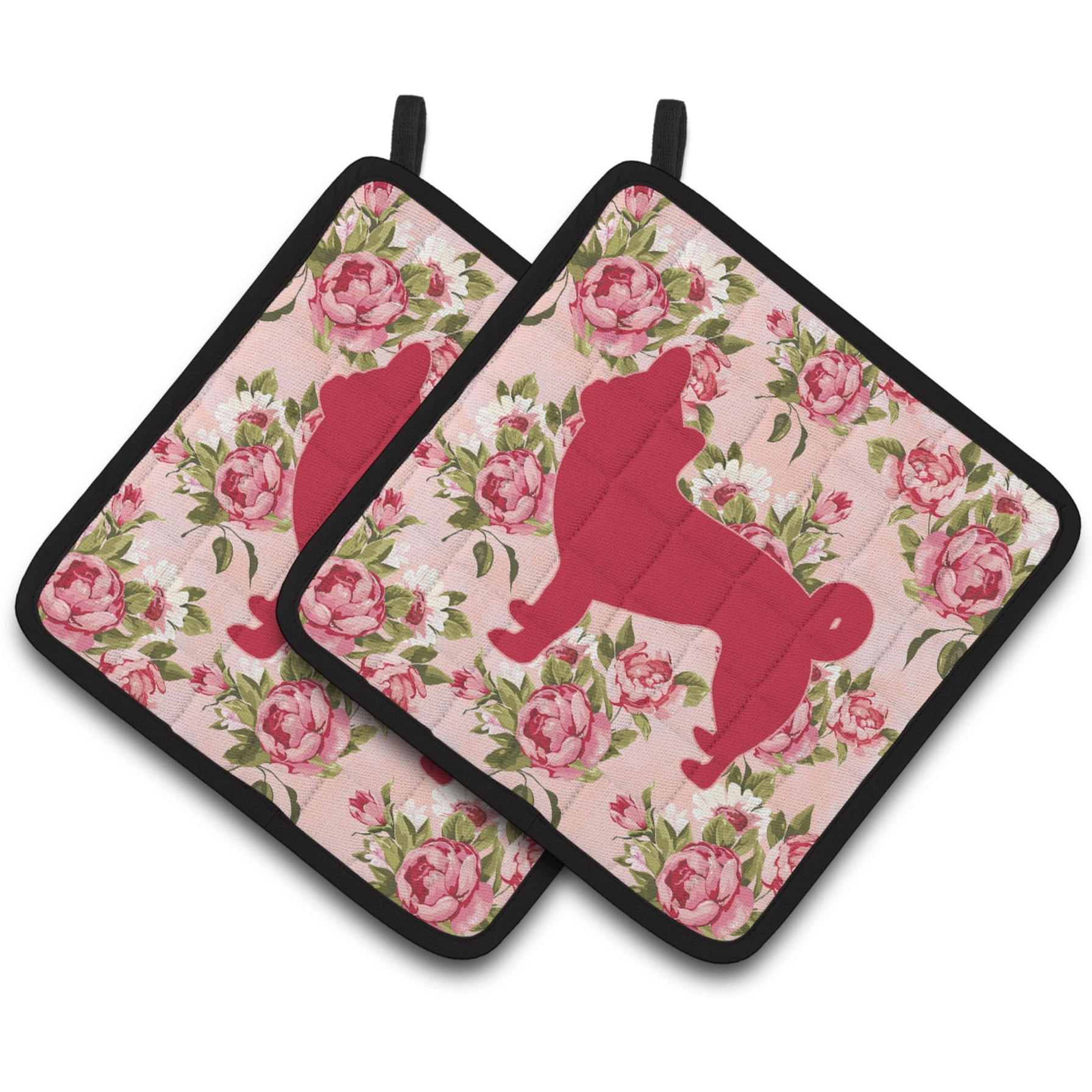 &quotCaroline's Treasures BB1068-RS-PK-PTHD Chihuahua Shabby Chic Pink Roses Pot Holders (1 Pair), 7.5"" x 7.5"", Multicolor"
