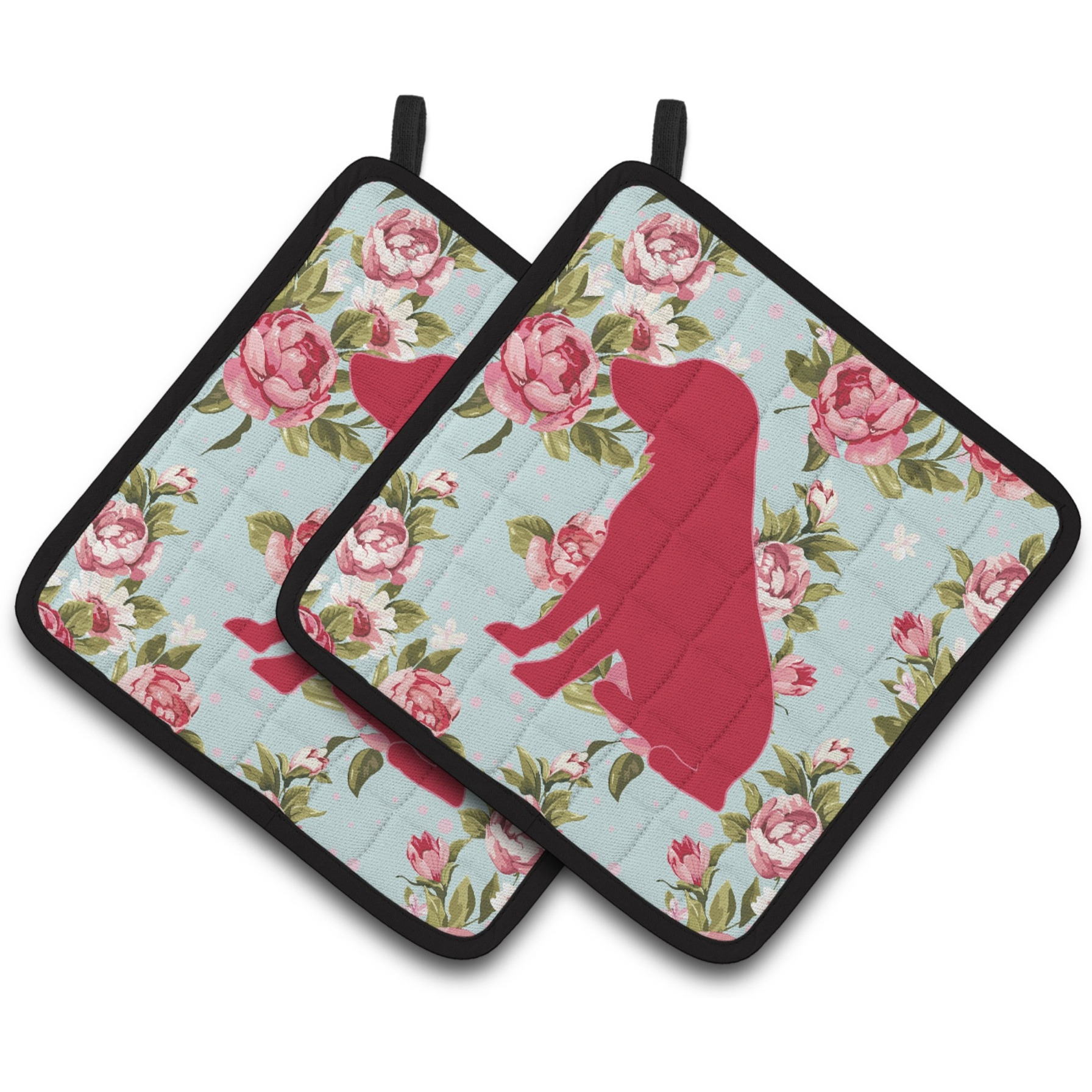 &quotCaroline's Treasures Boykin Spaniel Shabby Chic Blue Roses Pair of Pot Holders BB1070-RS-BU-PTHD, 7.5HX7.5W, Multicolor"