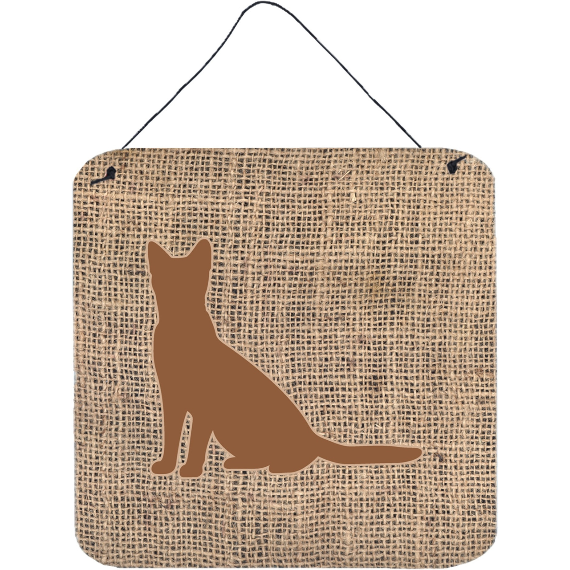 &quotCaroline's Treasures Cat Burlap and Brown Aluminum Metal Wall or Door Hanging Prints, 6 x 6"", Multicolor"