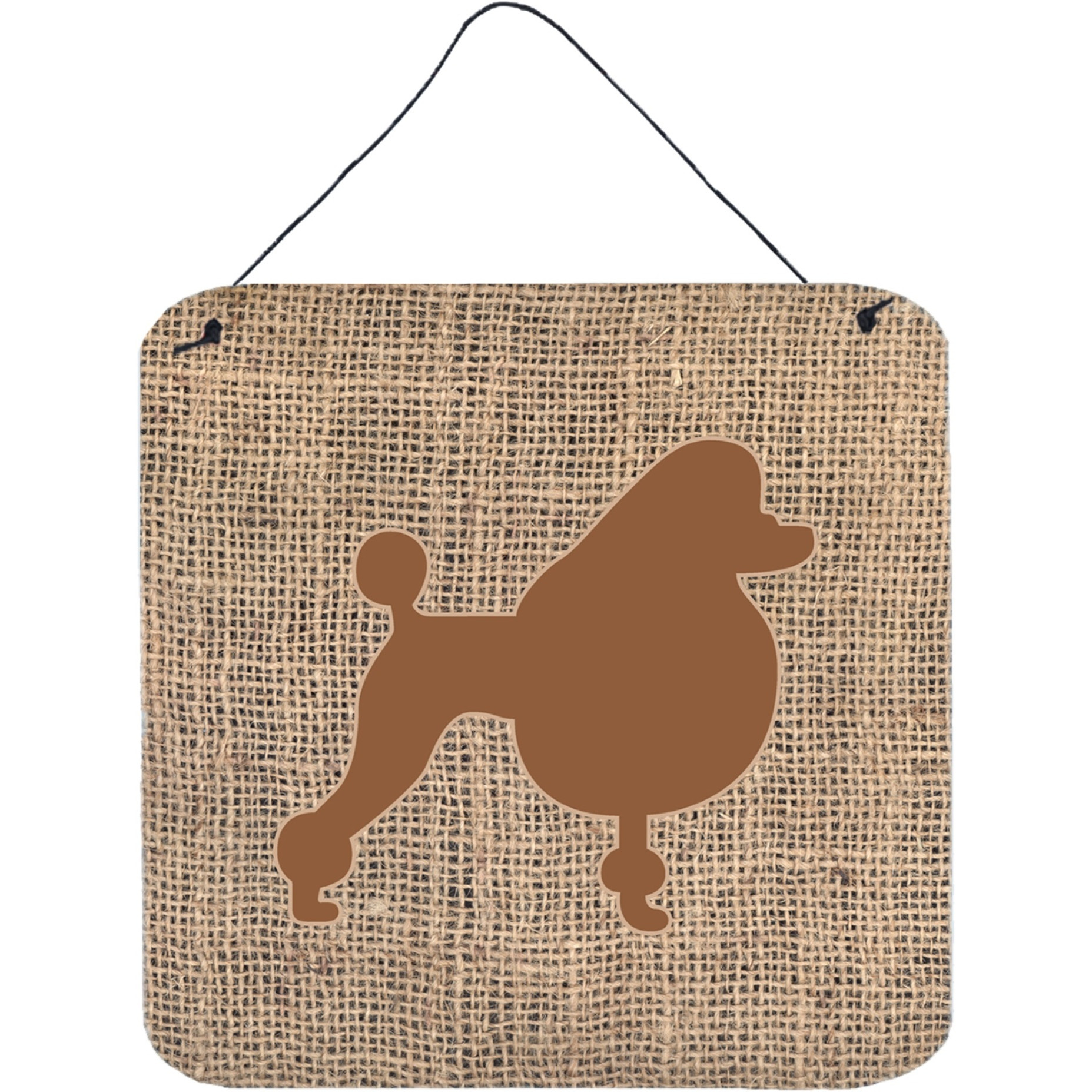 &quotCaroline's Treasures BB1072-BL-BN-DS66 Poodle Burlap and Brown Aluminum Metal Wall or Door Hanging Prints, 6 x 6"", Multicolor"