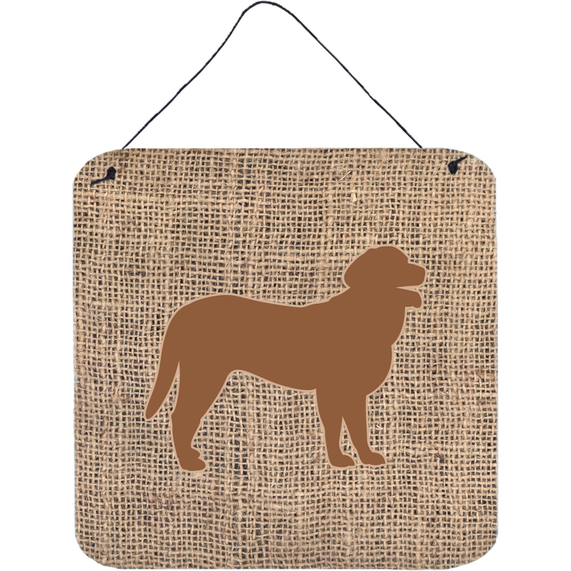 &quotCaroline's Treasures Curly Coated Retriever Burlap and Brown Wall or Door Hanging Prints, 6 x 6"", Multicolor"