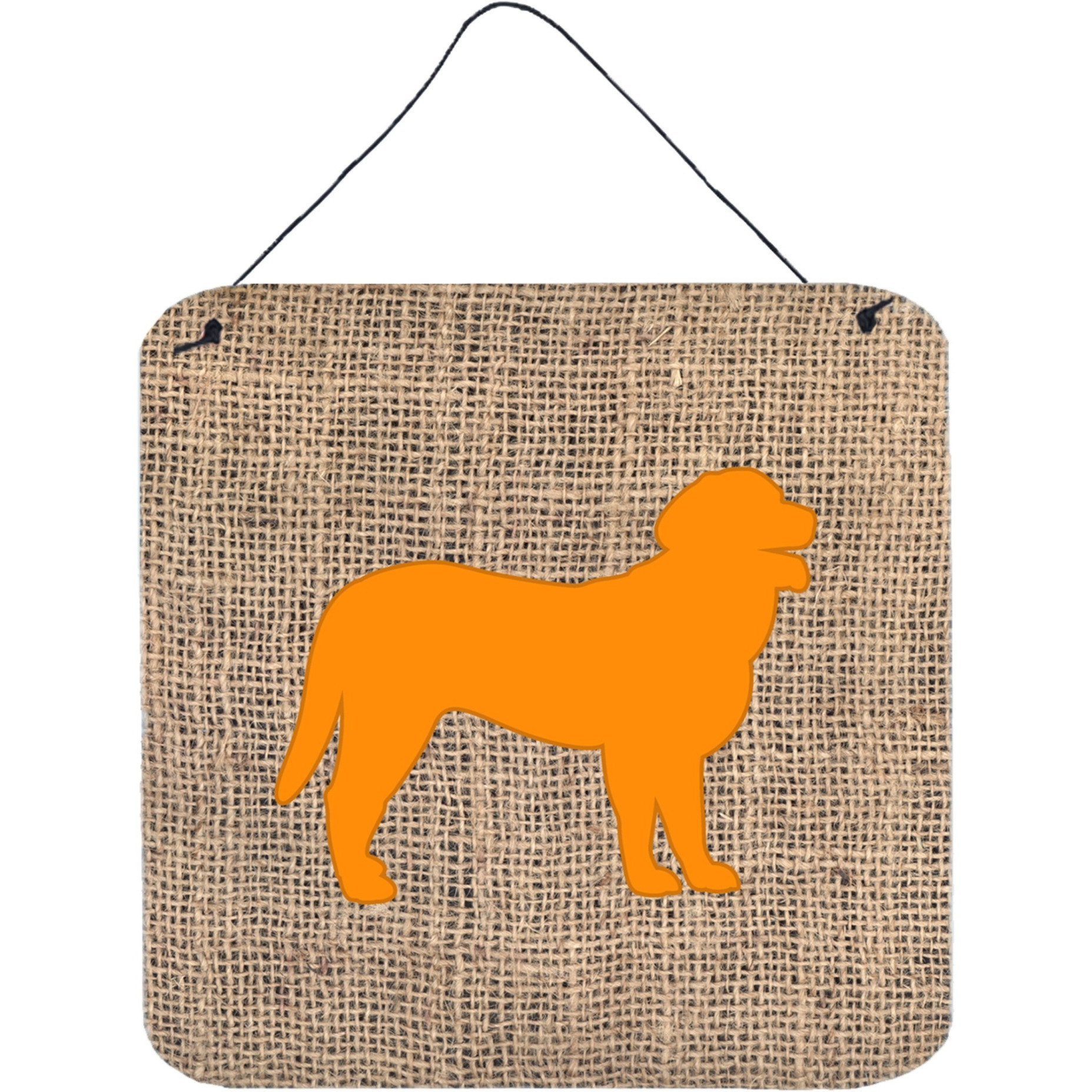 &quotCaroline's Treasures Curly Coated Retriever Burlap and Orange Wall or Door Hanging Prints, 6 x 6"", Multicolor"