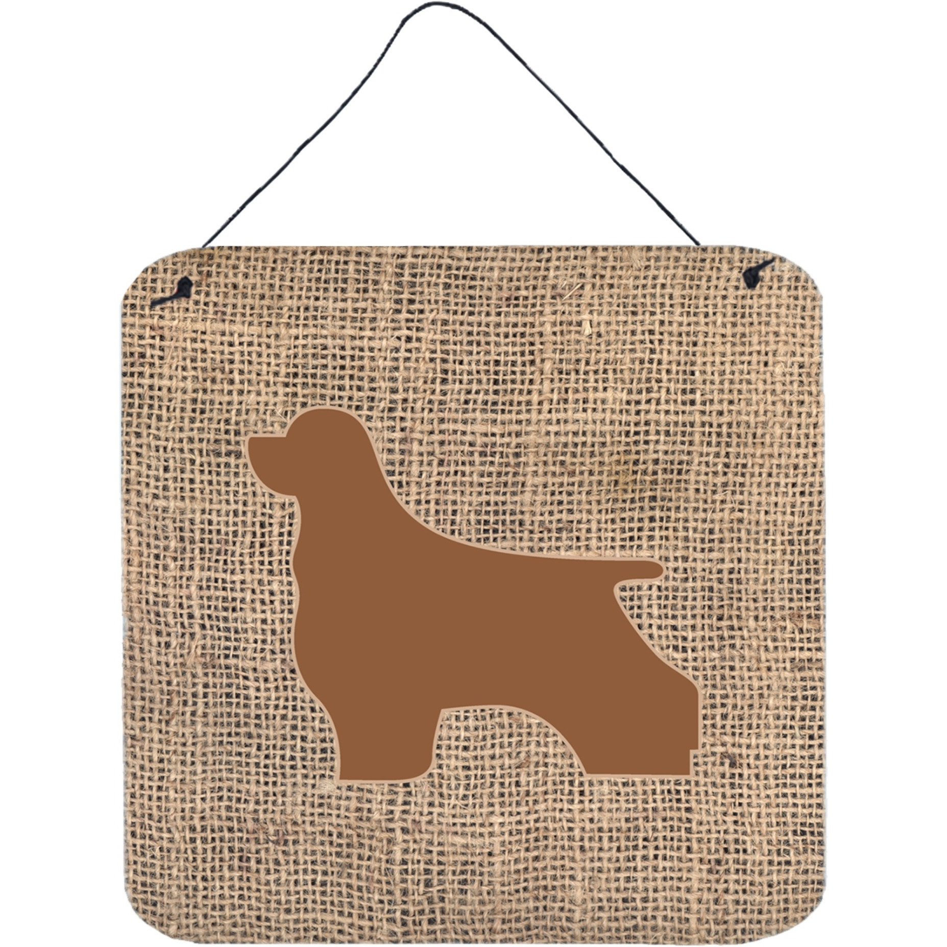 &quotCaroline's Treasures Cocker Spaniel Burlap and Brown Wall or Door Hanging Prints, 6 x 6"", Multicolor"