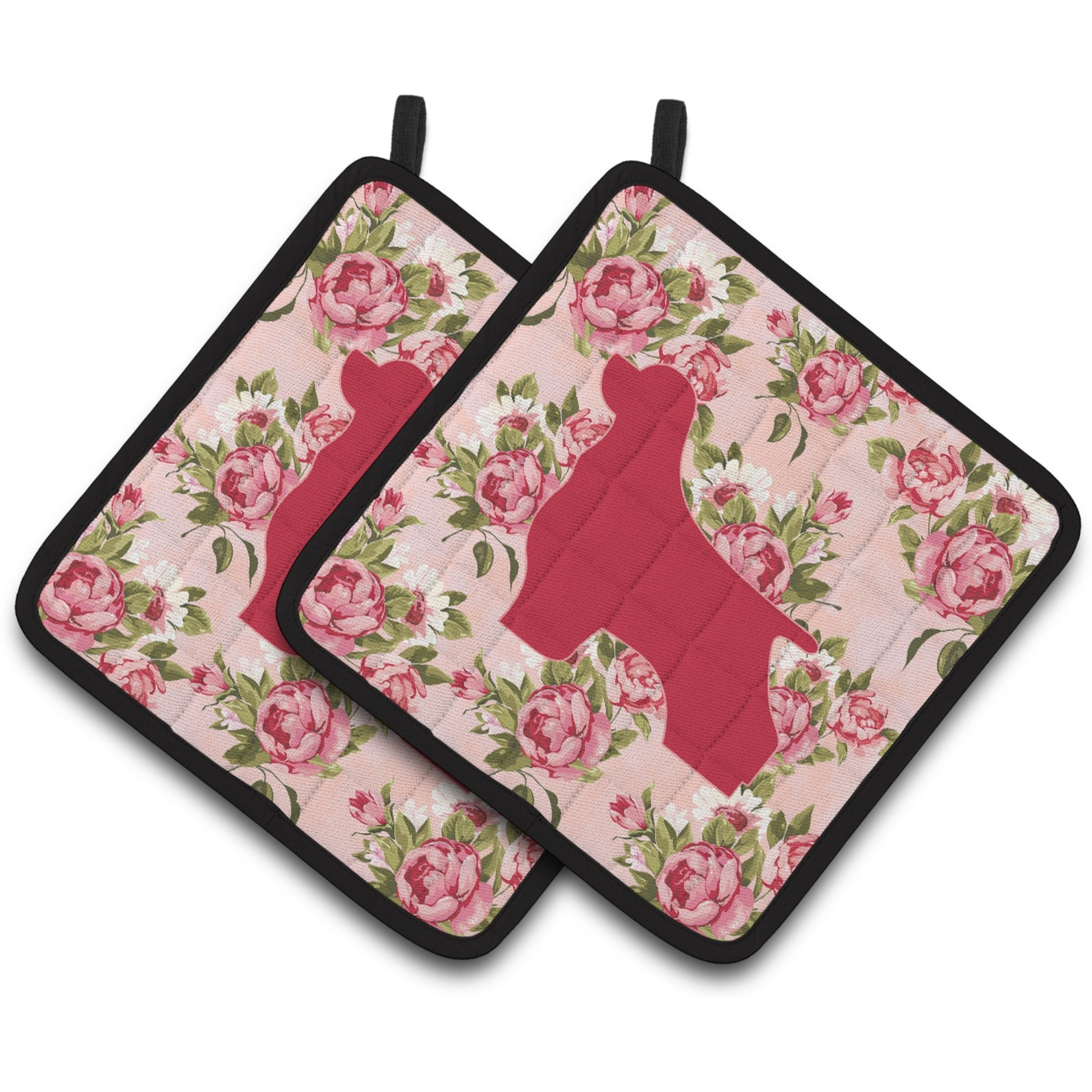&quotCaroline's Treasures BB1075-RS-PK-PTHD Cocker Spaniel Shabby Chic Pink Roses Pot Holders (1 Pair), 7.5"" x 7.5"", Multicolor"