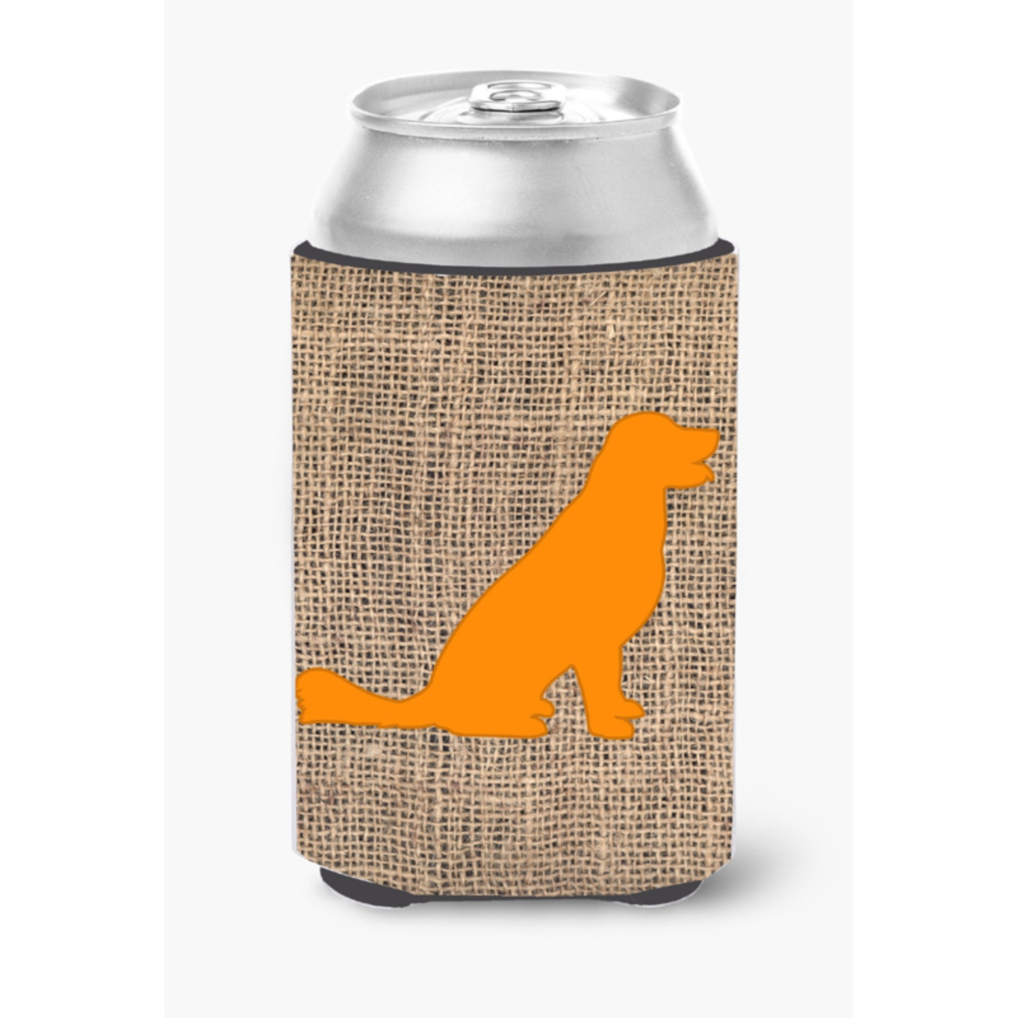 Labrador Burlap and Orange Can or Bottle Beverage Insulator Hugger