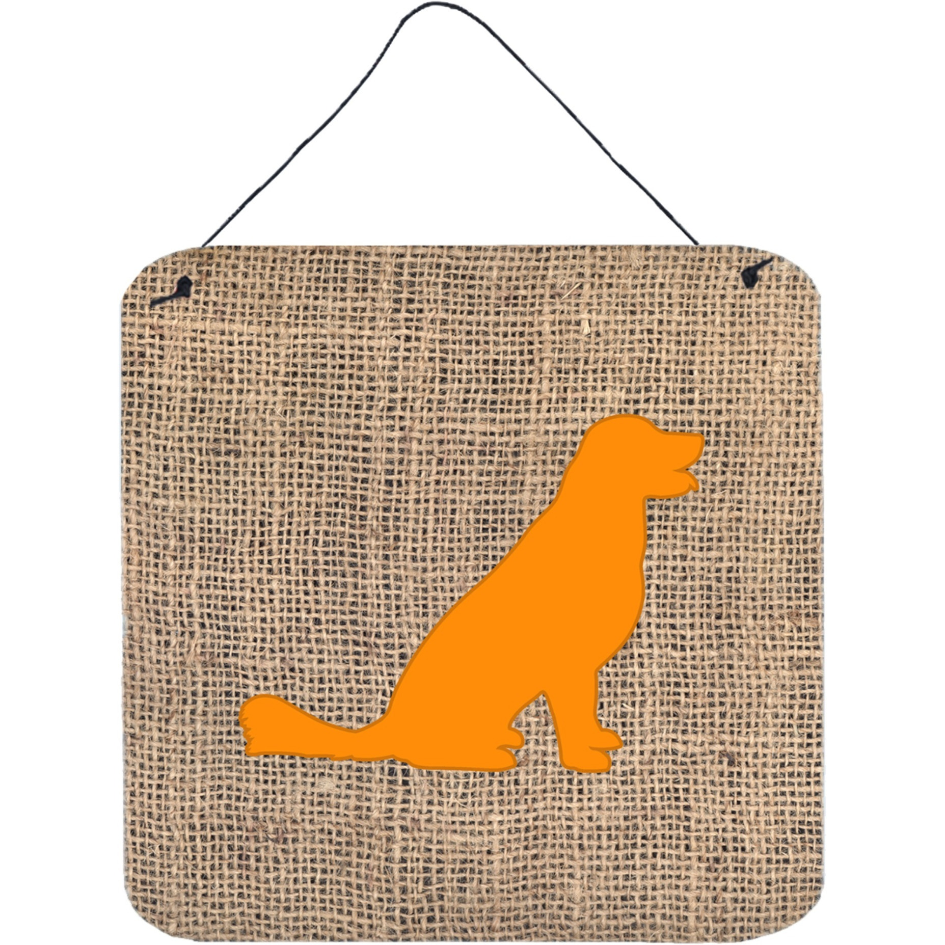 &quotCaroline's Treasures BB1076-BL-OR-DS66 Labrador Burlap and Orange Aluminum Metal Wall or Door Hanging Prints, 6 x 6"", Multicolor"