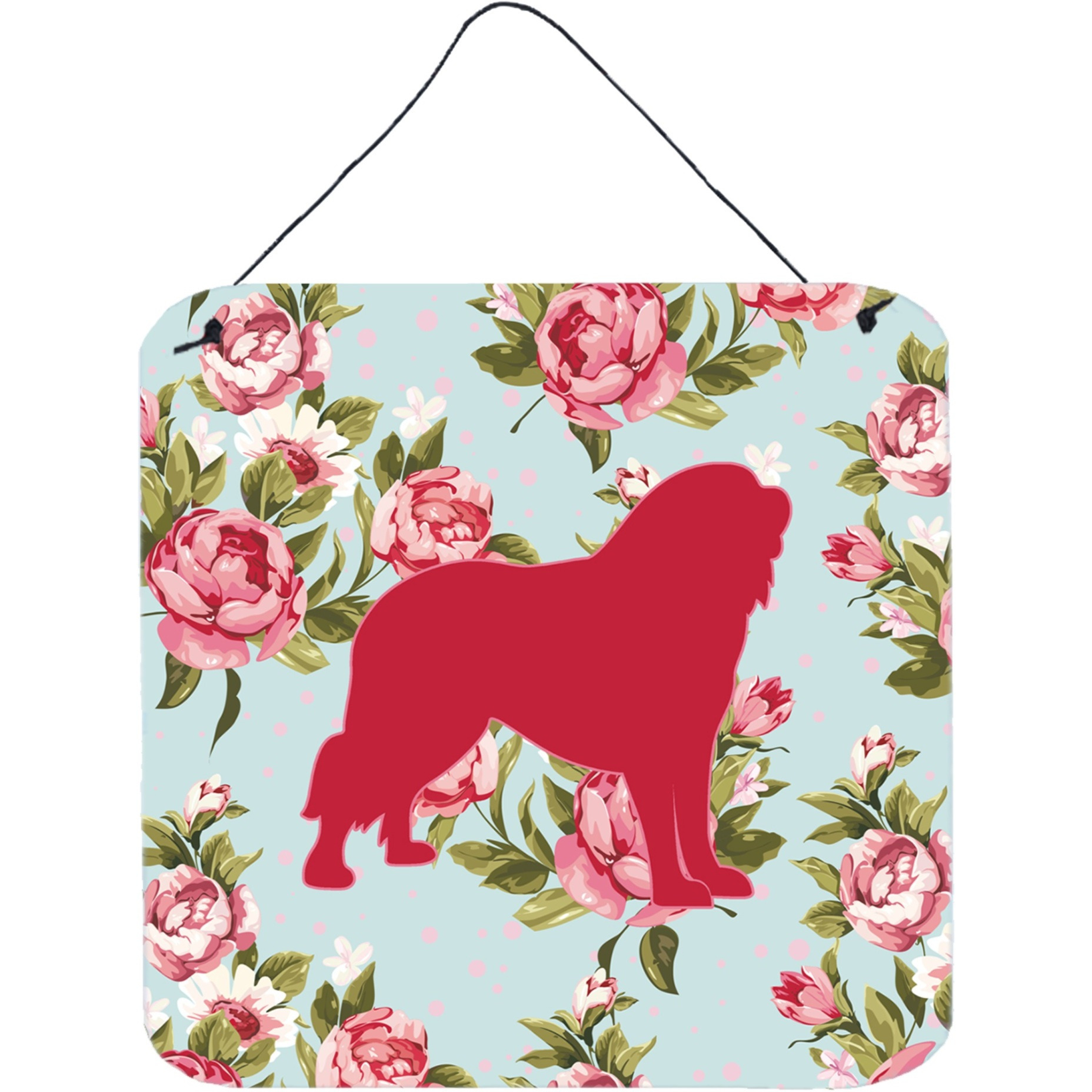 &quotCaroline's Treasures Tibetial Mastiff Shabby Chic Blue Roses Wall or Door Hanging Prints, 6 x 6"", Multicolor"