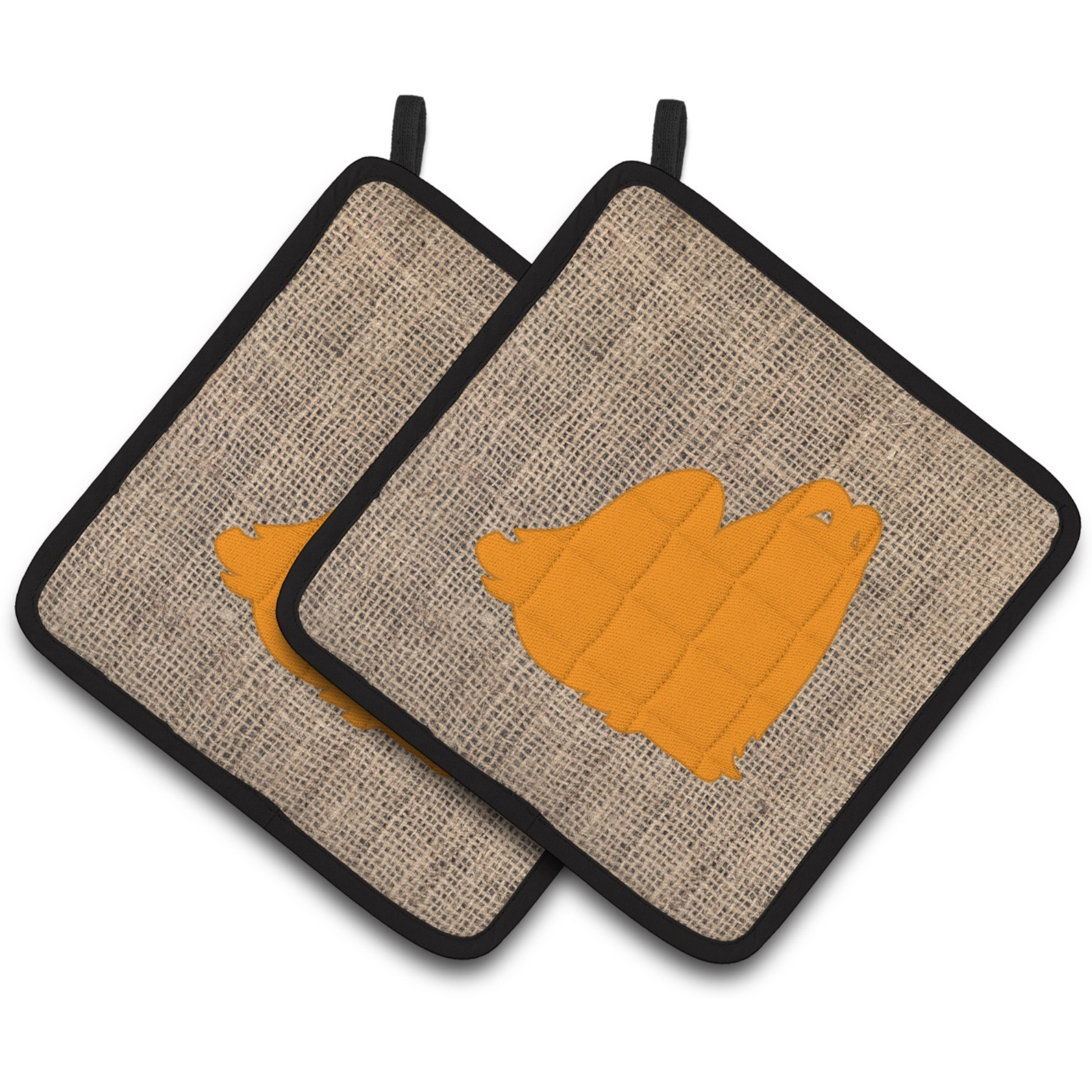 &quotCaroline's Treasures Maltese Faux Burlap & Orange Pair of Pot Holders BB1079-BL-OR-PTHD, 7.5HX7.5W, Multicolor"