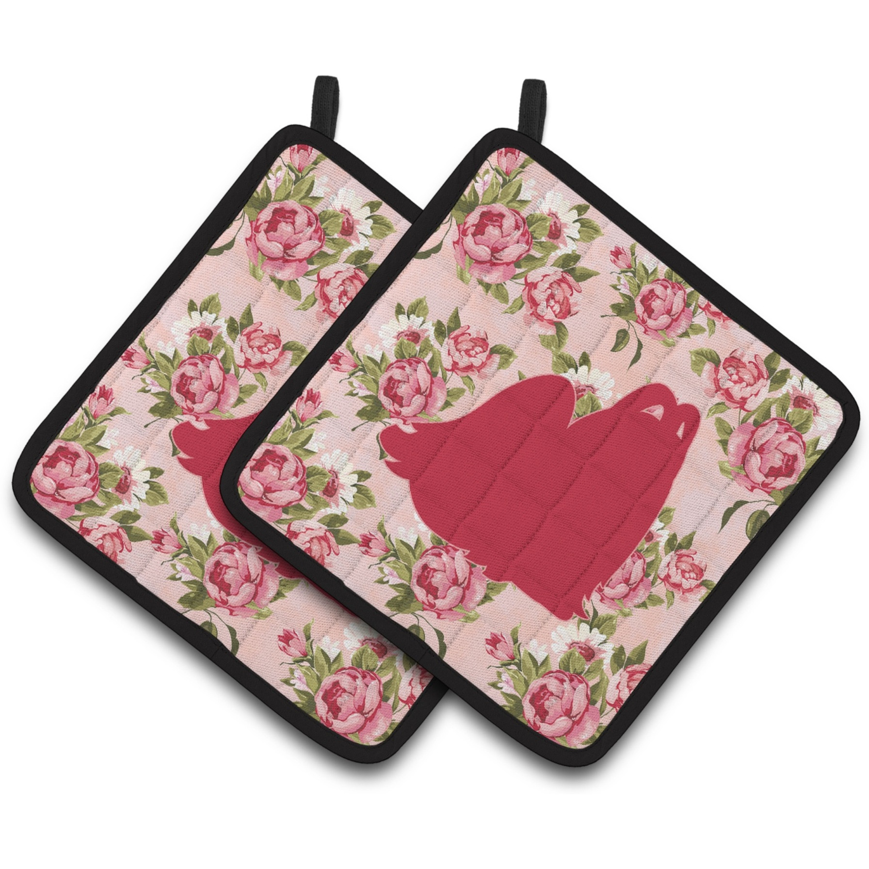 &quotCaroline's Treasures Maltese Shabby Chic Pink Roses Pair of Pot Holders BB1079-RS-PK-PTHD, 7.5HX7.5W, Multicolor"