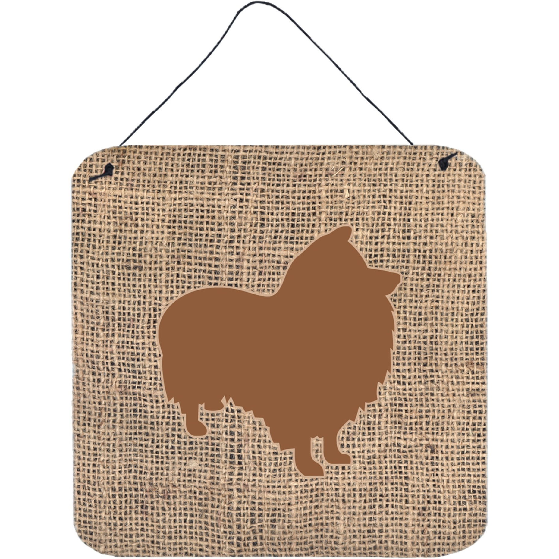 &quotCaroline's Treasures Sheltie Burlap and Brown Aluminum Metal Wall or Door Hanging Prints, 6 x 6"", Multicolor"
